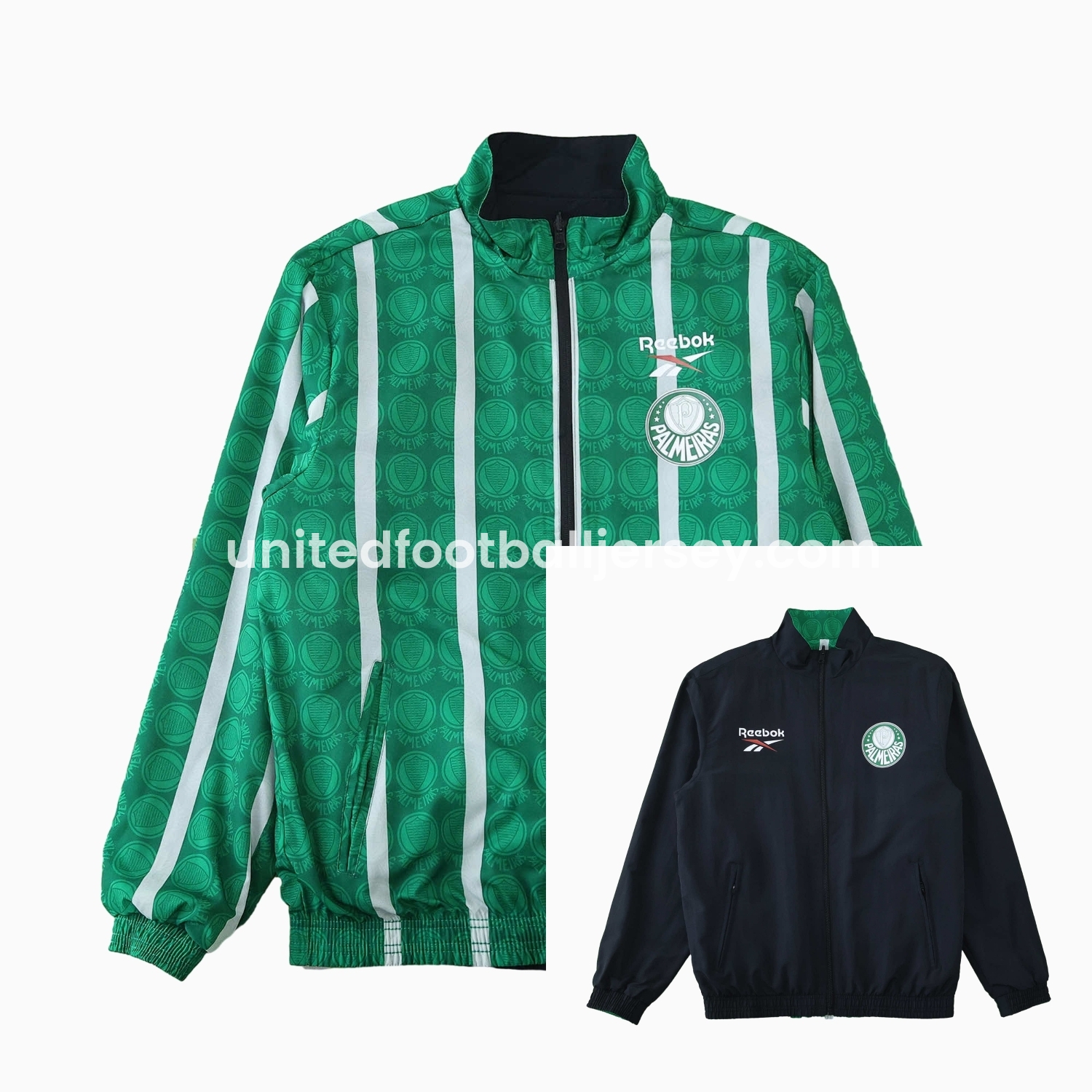 unitedfutballjersey-Palmeiras 25-26 Double Sided Reversible Windbreaker - Black & Green