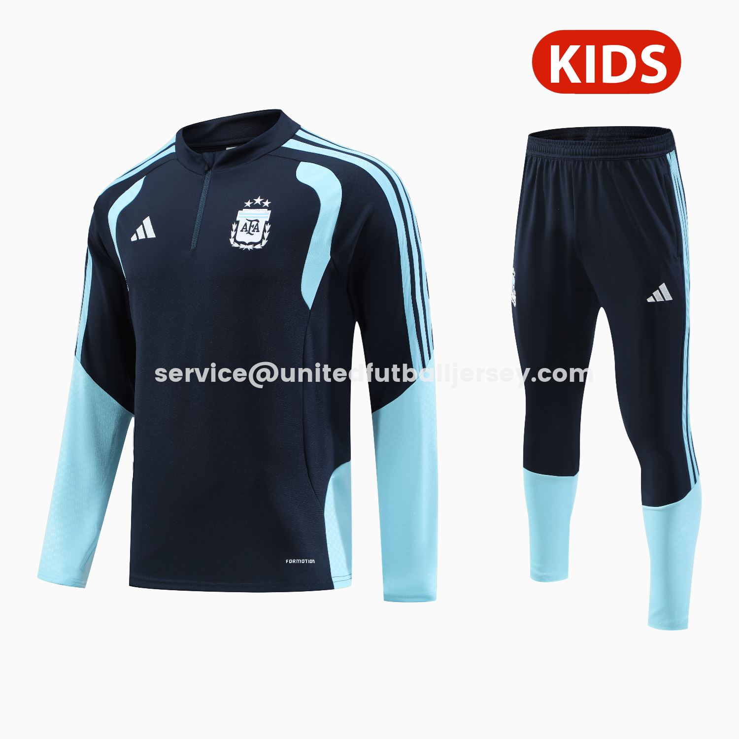 unitedfutballjersey-Argentina 2026 Kids Long Sleeve Training Set - Blue Black Top & Pants