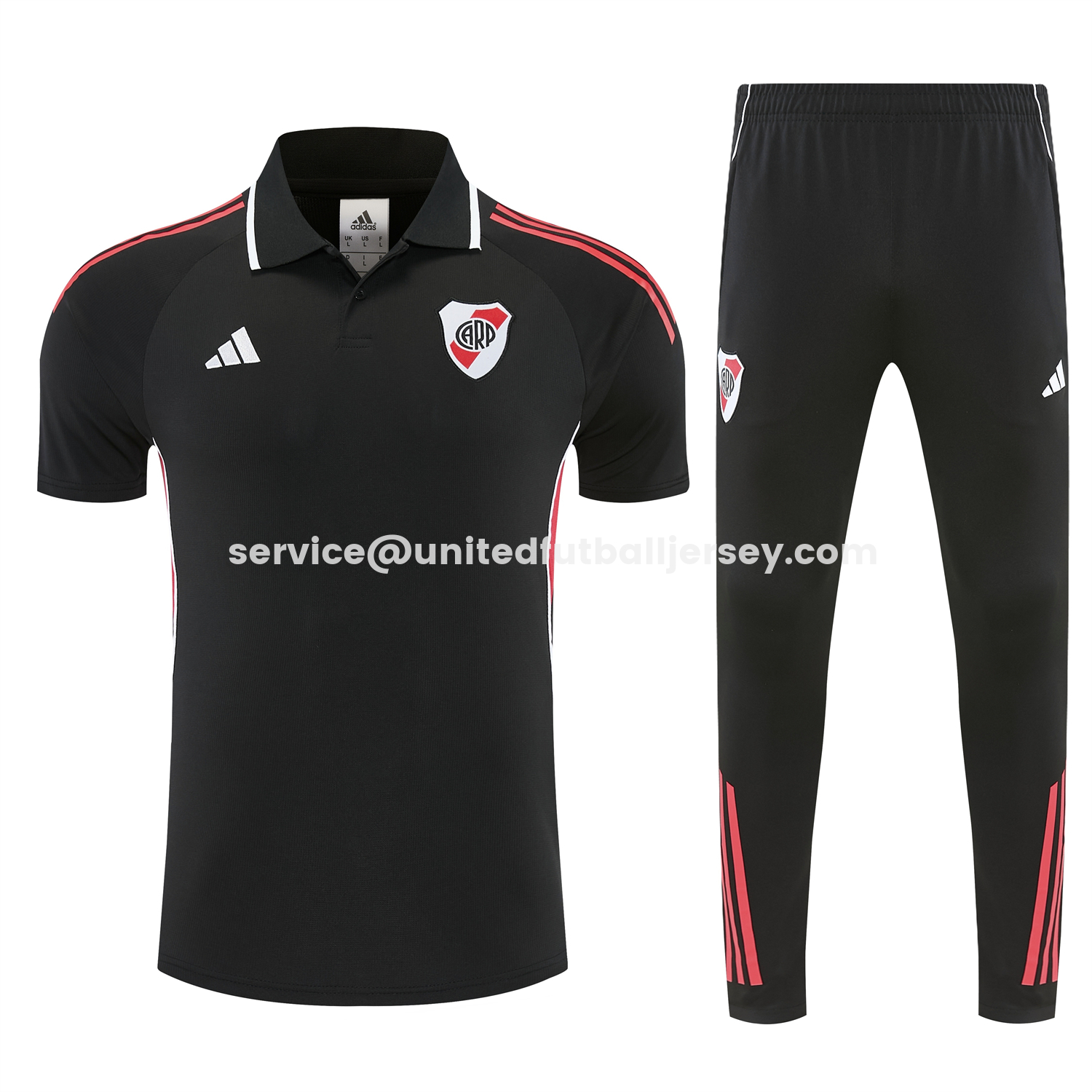 unitedfutballjersey-River Plate 25-26 POLO Short-Sleeve Training Set - Black Top and Black Pants