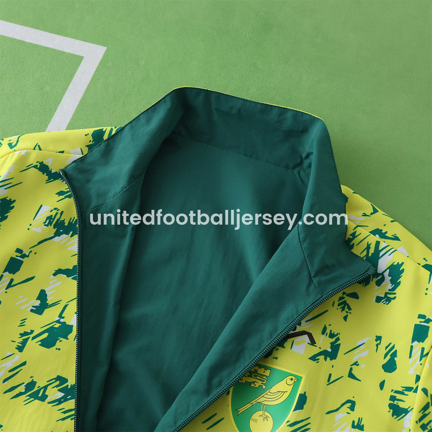 unitedfutballjersey-Norwich City 1992-94 Retro Style Double Sided Reversible Windbreaker - Green & Yellow