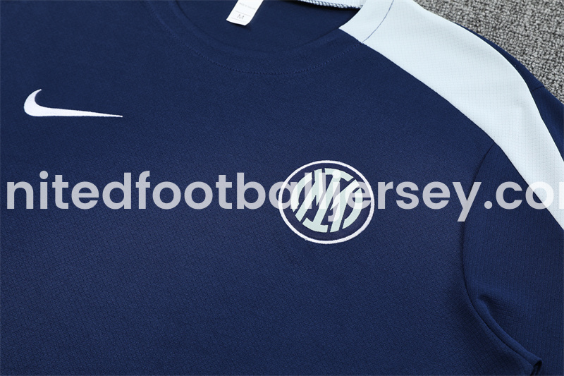 unitedfutballjersey-Inter Milan 25-26 Short-Sleeve Kids Training Set - Deep Blue Top & Deep Blue shorts