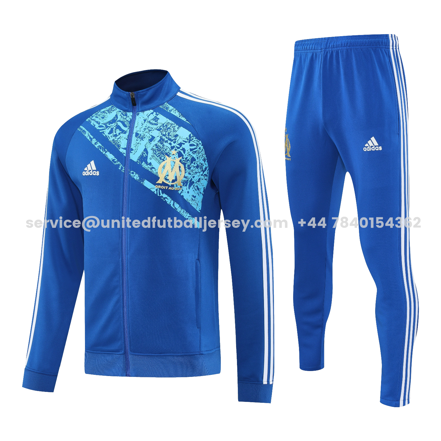 unitedfutballjersey-Marseille 25-26 Jacket Training Tracksuit - Blue Jackets & Blue Pants