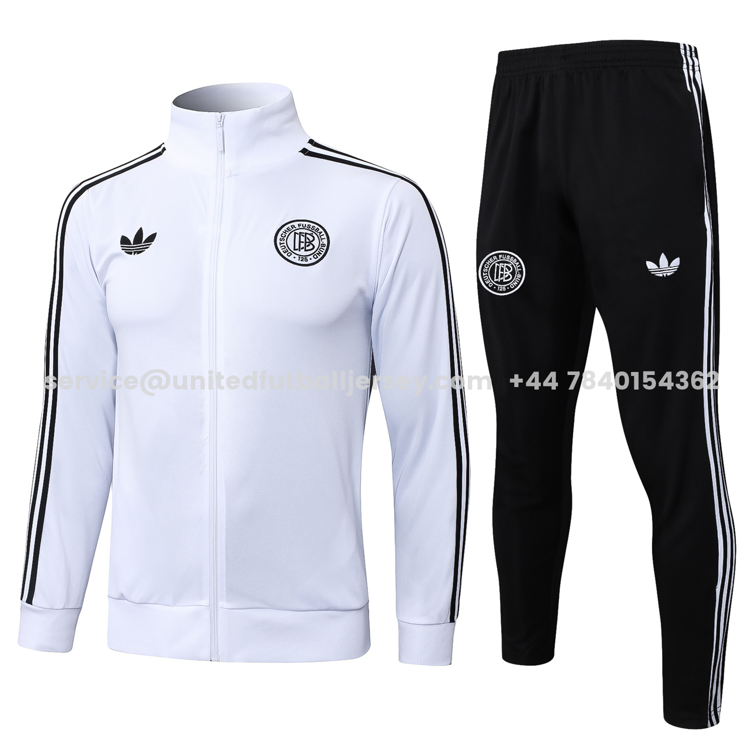 unitedfutballjersey-Germany 25-26 125th Anniversary Jacket Training Tracksuit - White Jackets & Black Pants