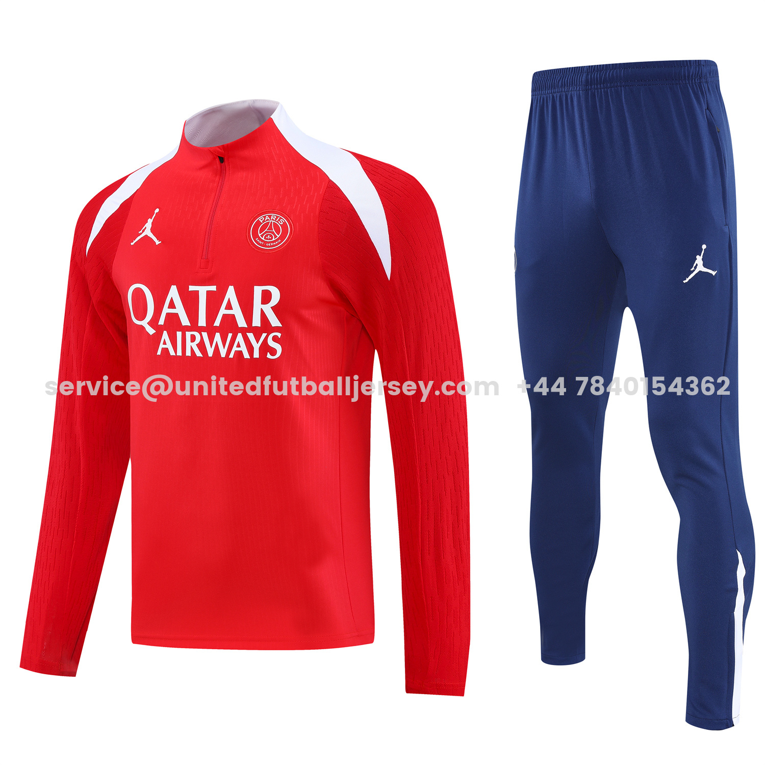 unitedfutballjersey-Paris Saint-Germain PSG 25-26 Long Sleeve Training Set - Red Top and Deep Blue Pants