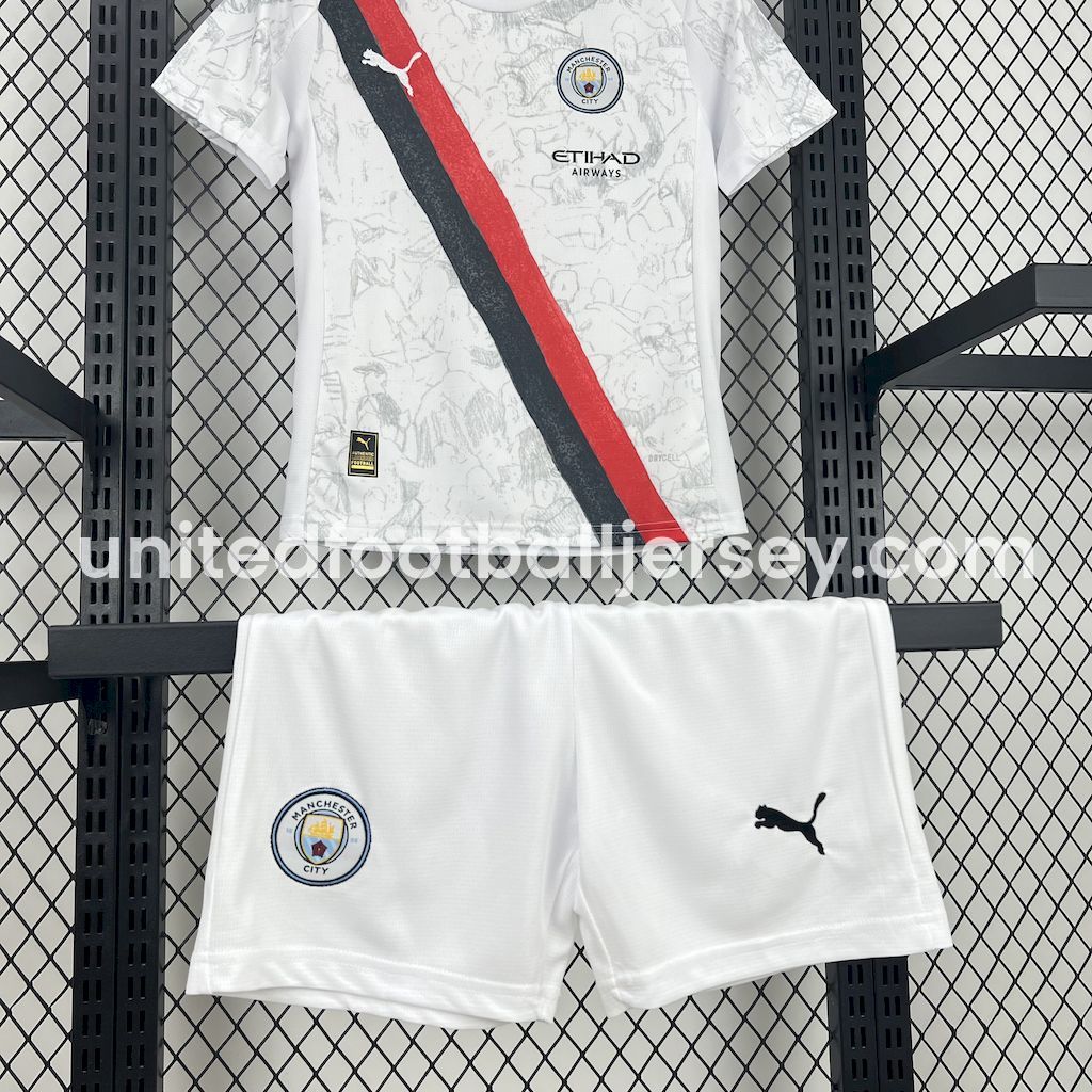unitedfutballjersey-Manchester City 25-26 Away Kids Kit