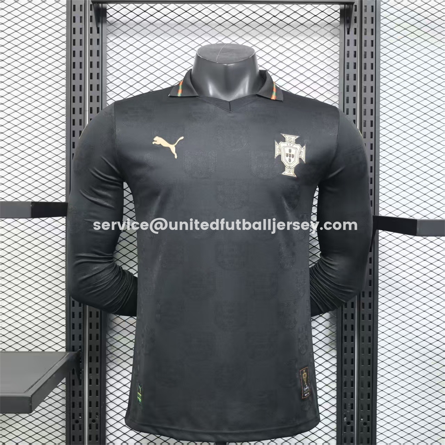 unitedfutballjersey-Portugal 2026 Away Black Long Sleeves Jersey - Player Version