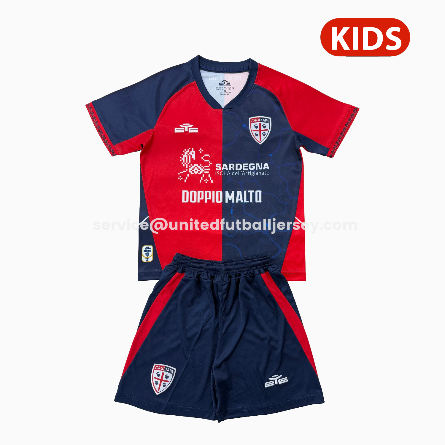 unitedfutballjersey-Cagliari Calcio 25-26 Home Kids Kit