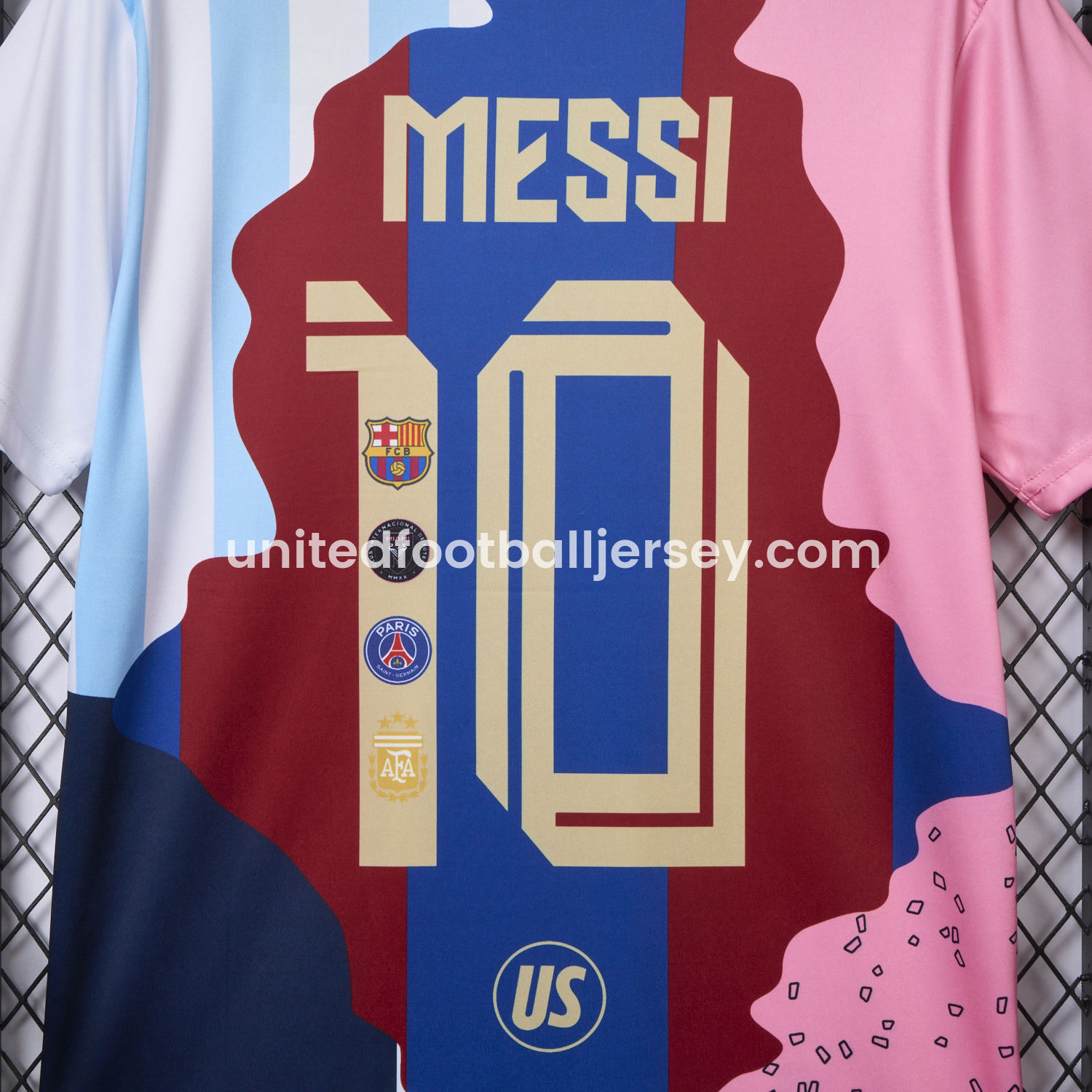 unitedfutballjersey-Messi Career Commemorative Jersey - Fans Version - Barcelona Argentina Paris Saint-Germain PSG INT M.A.M