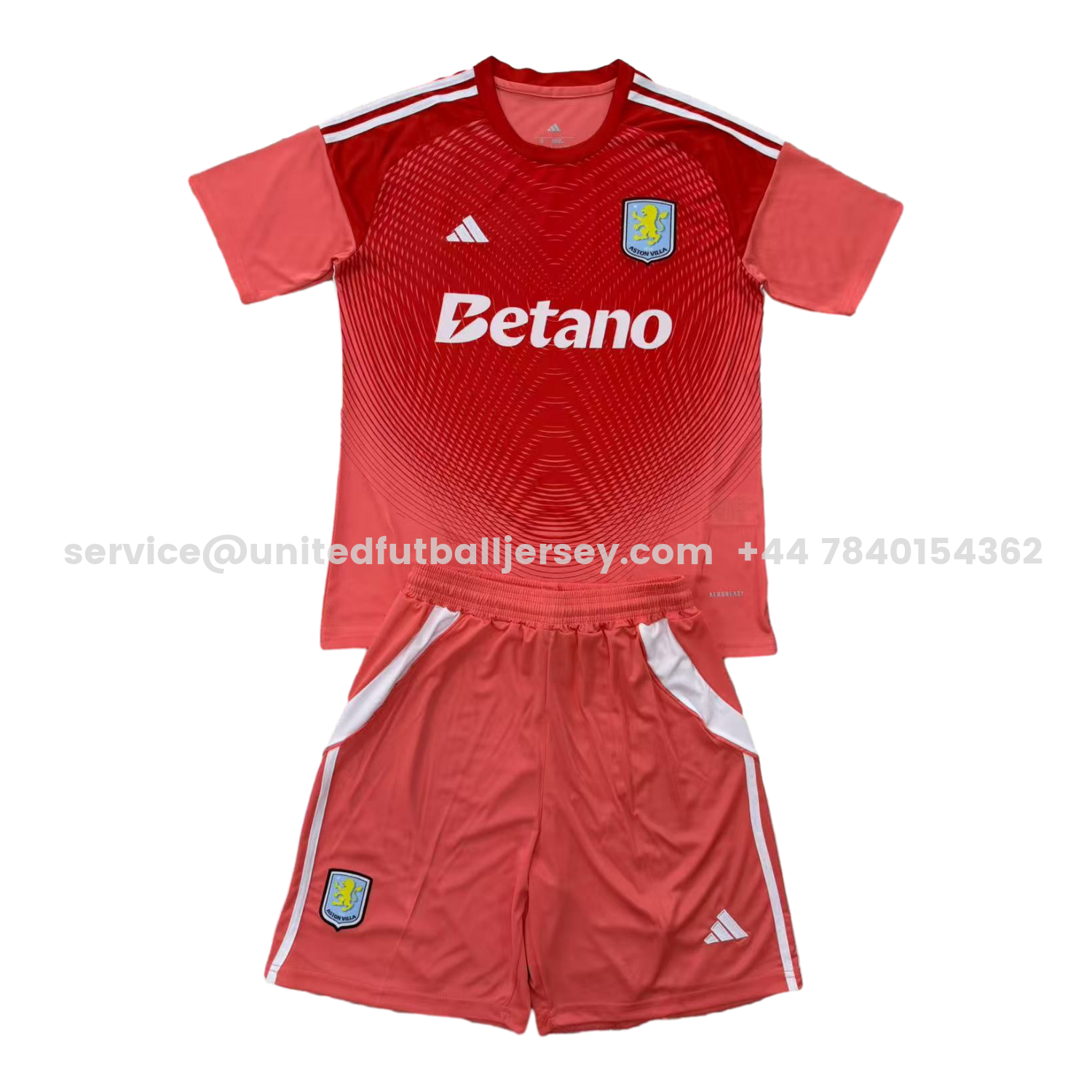 unitedfutballjersey-Aston Villa 25-26 Red Goalkeeper Men's Adult Jersey Set - Fans Version