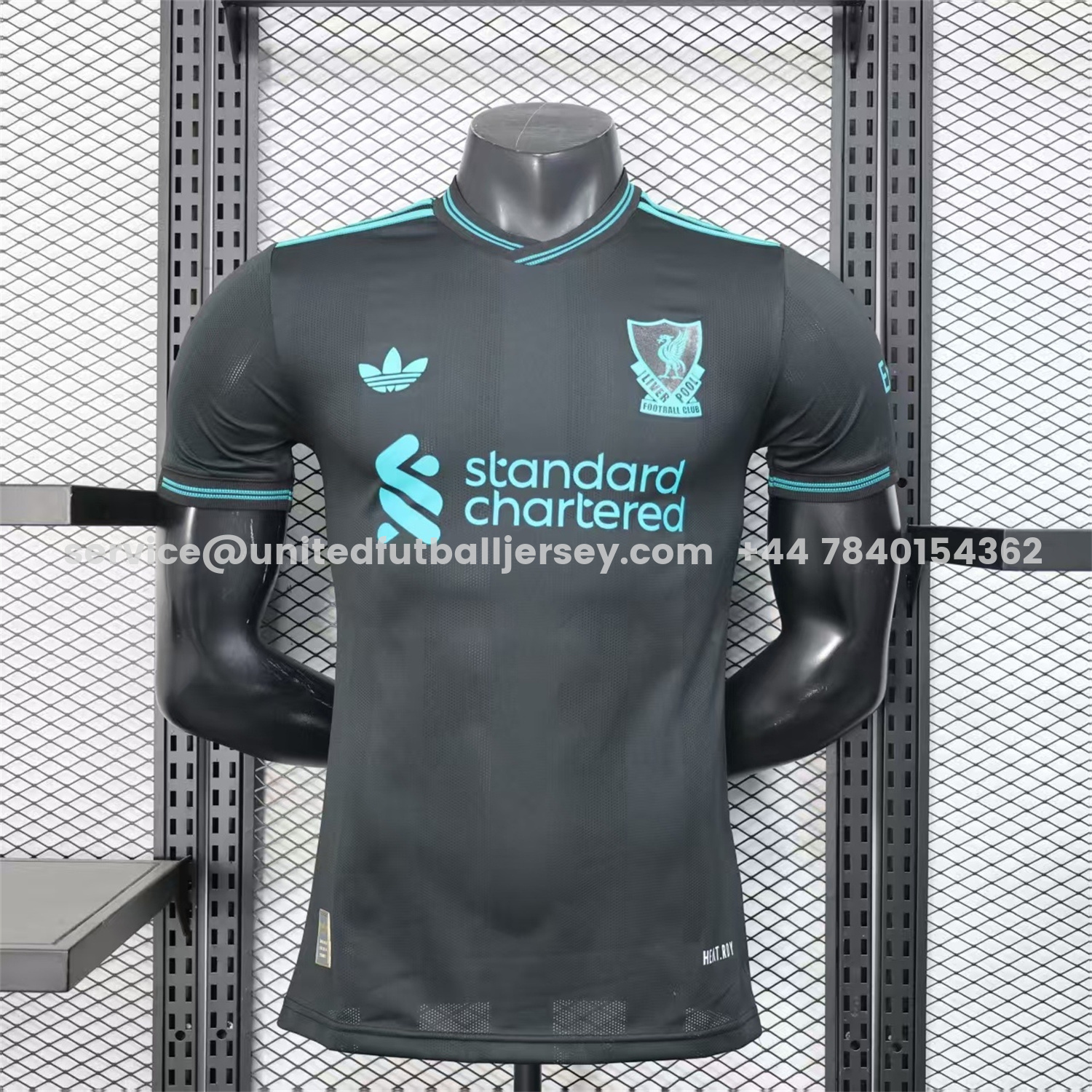 unitedfutballjersey-Liver.pool 25-26 Black Special Cyan Sponsor Jersey - Player Version