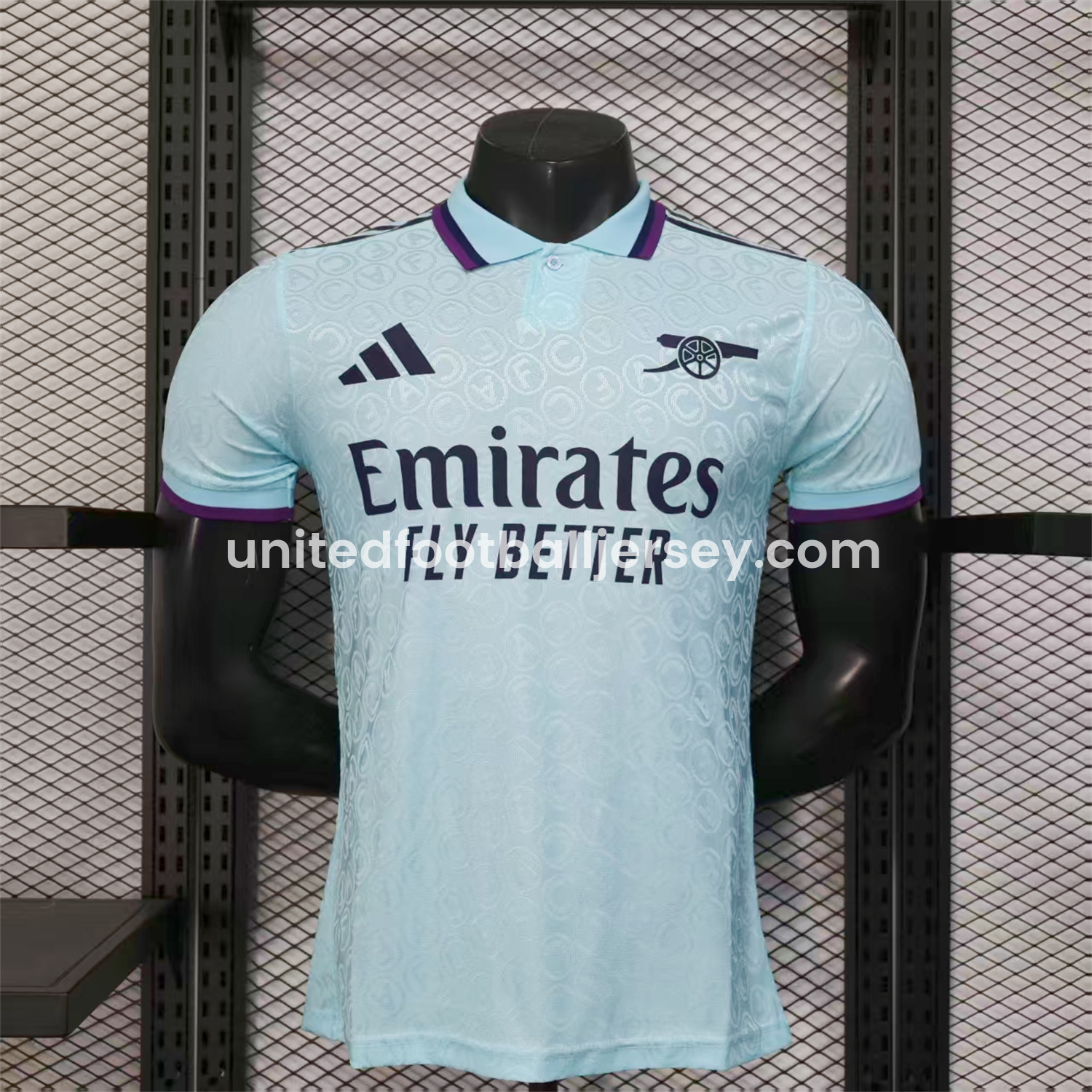 unitedfutballjersey-Arsenal 25-26 Light Blue POLO Letter Pattern Special Jersey - Player Version