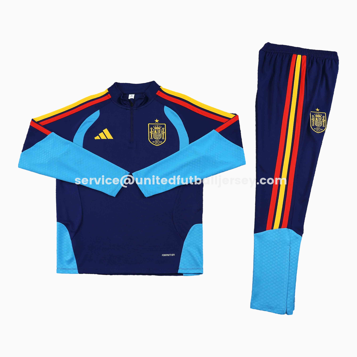 unitedfutballjersey-Spain 2026 Kids Long Sleeve Training Set - Deep Blue Top & Pants