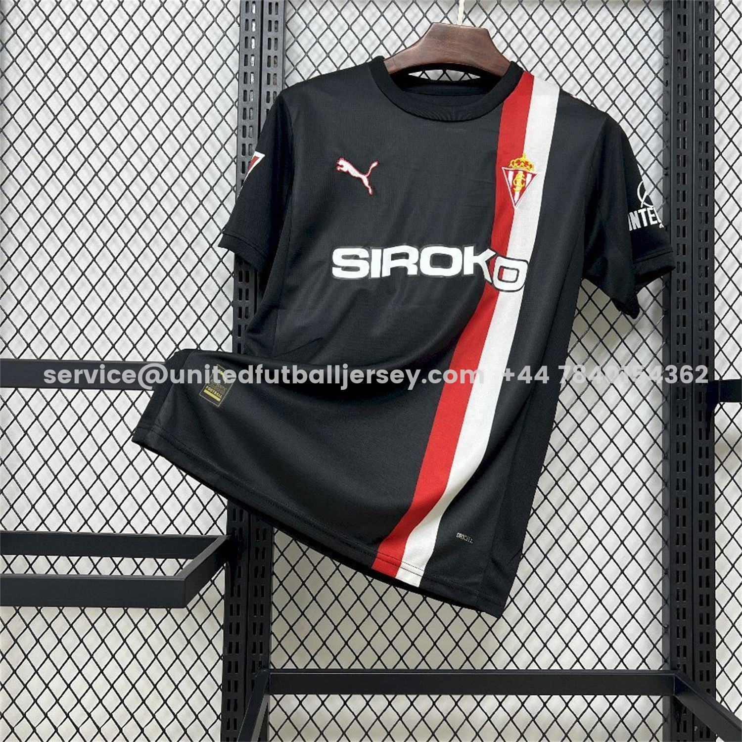 unitedfutballjersey-Sporting Gijon 25-26 Away Black Jersey - Fans Version