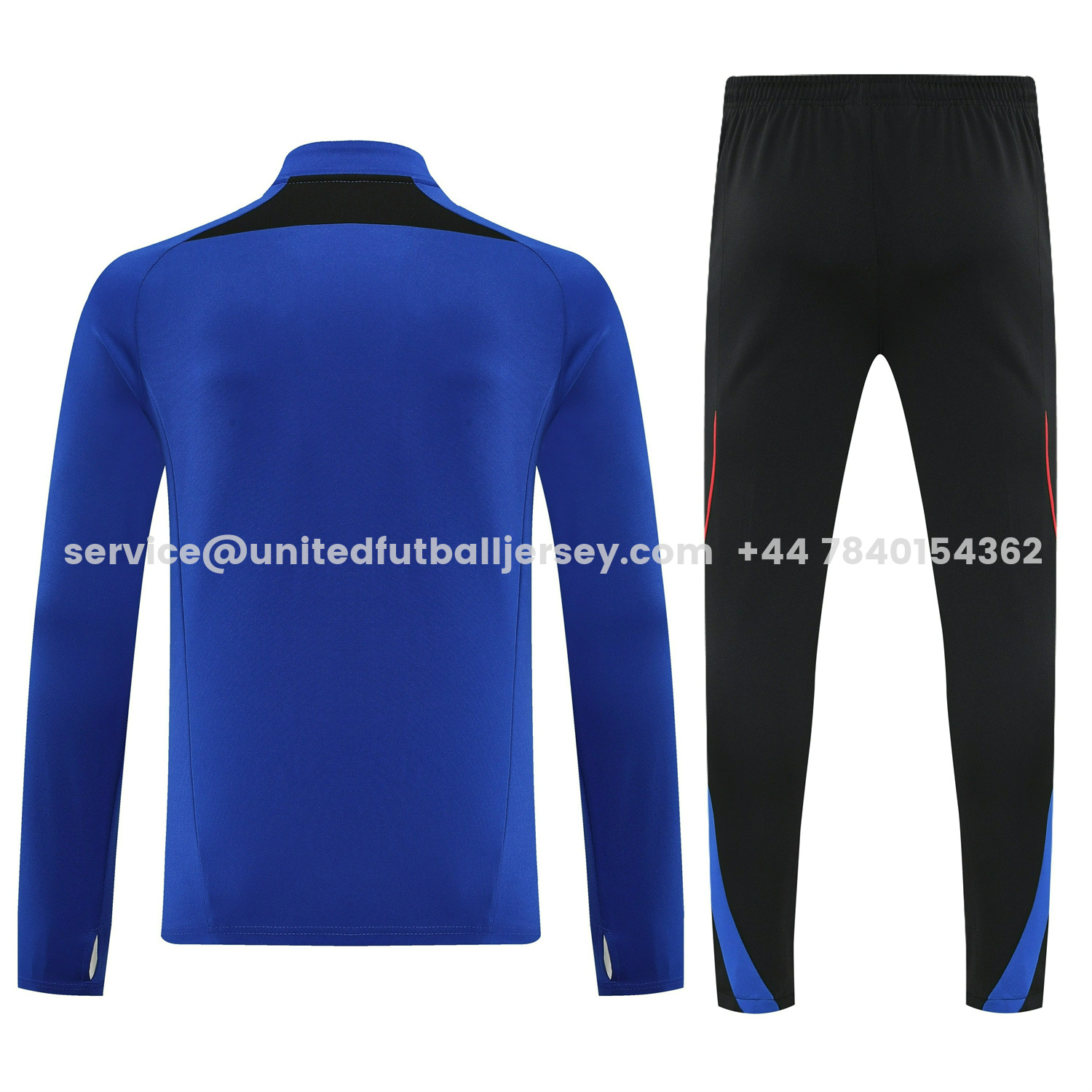 unitedfutballjersey-Manchester United 25-26 Long Sleeve Training Set - Blue Top and Black Pants
