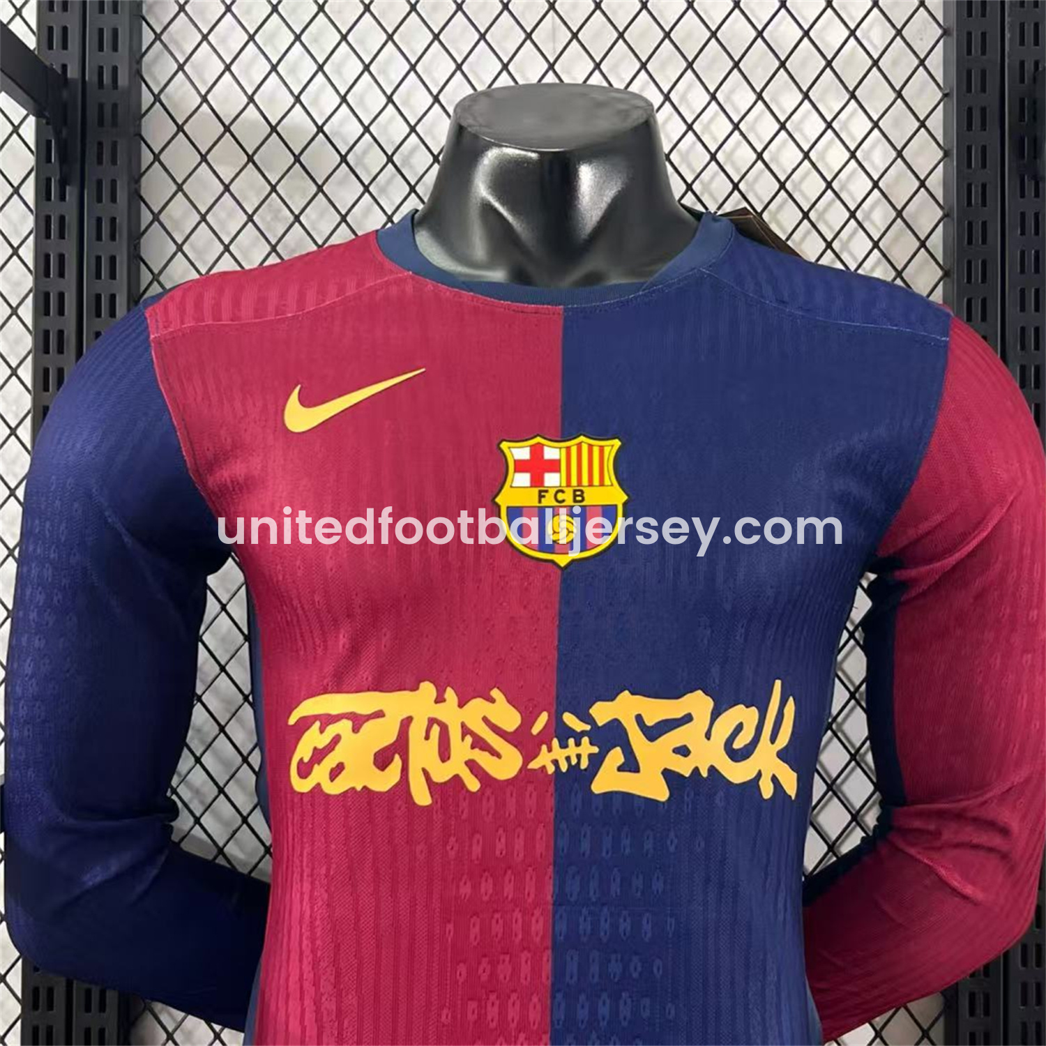 unitedfutballjersey-Barcelona x Travis Scott 24-25 Home Long Sleeves Jersey - Player Version