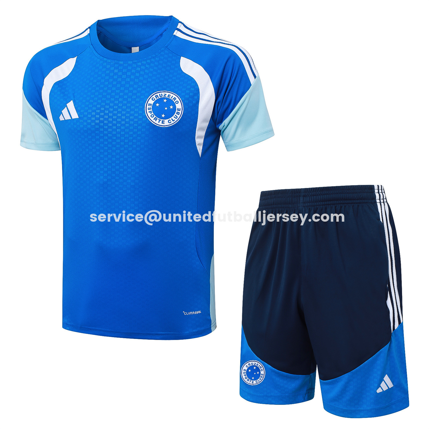 unitedfutballjersey-Cruzeiro 25-26 Short-Sleeve Training Set - Blue Vest & Blue Shorts