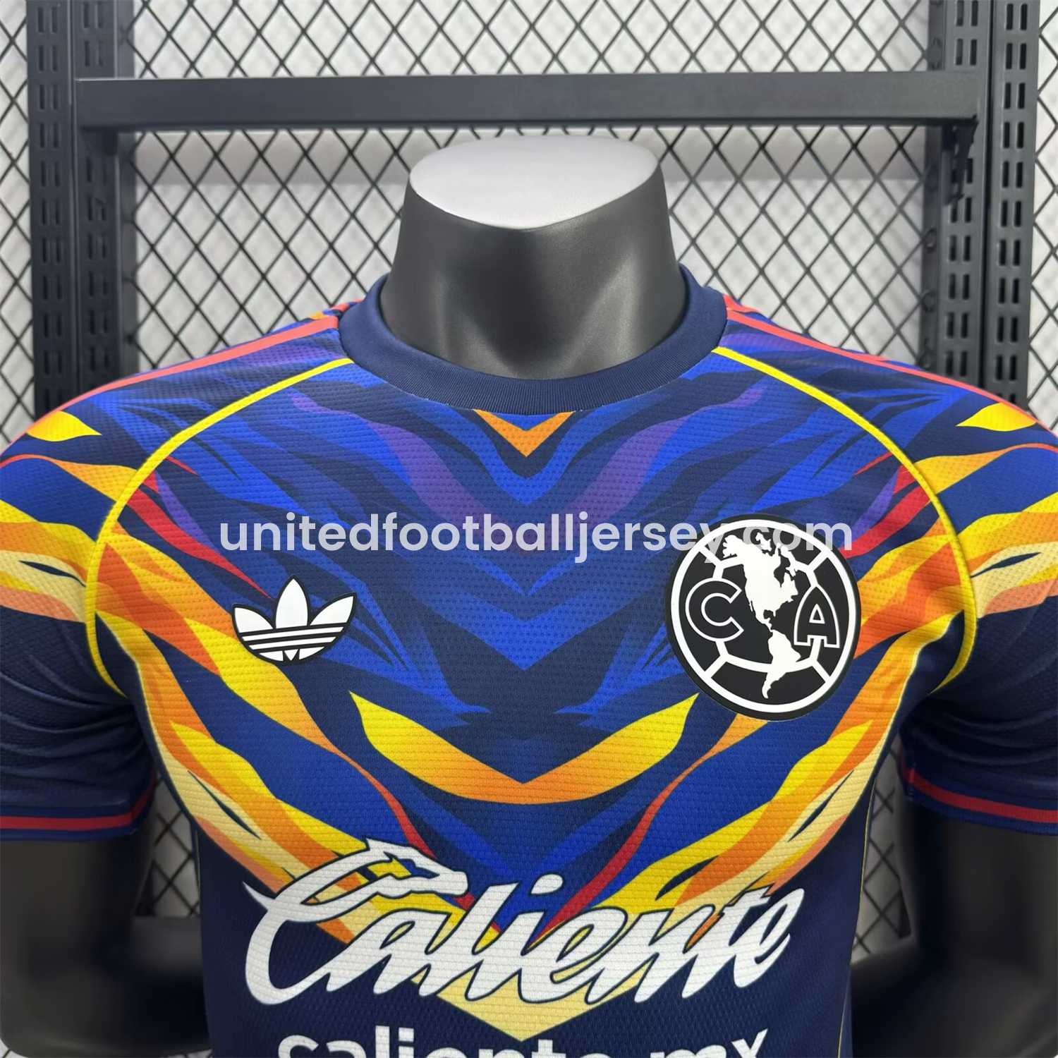 unitedfutballjersey-Club América 25-26 V-Shaped Camouflage Pattern Deep Blue Jersey - Player Version