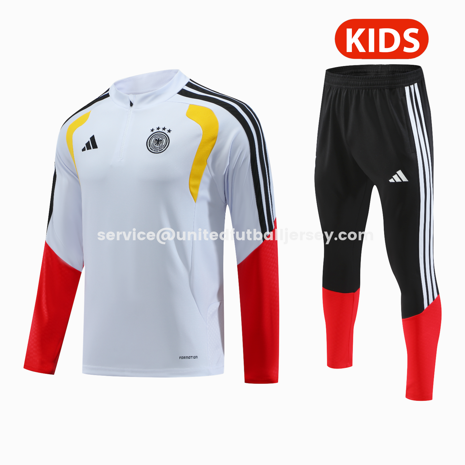 unitedfutballjersey-Germany 2026 Kids Long Sleeve Training Set - White Top & Pants