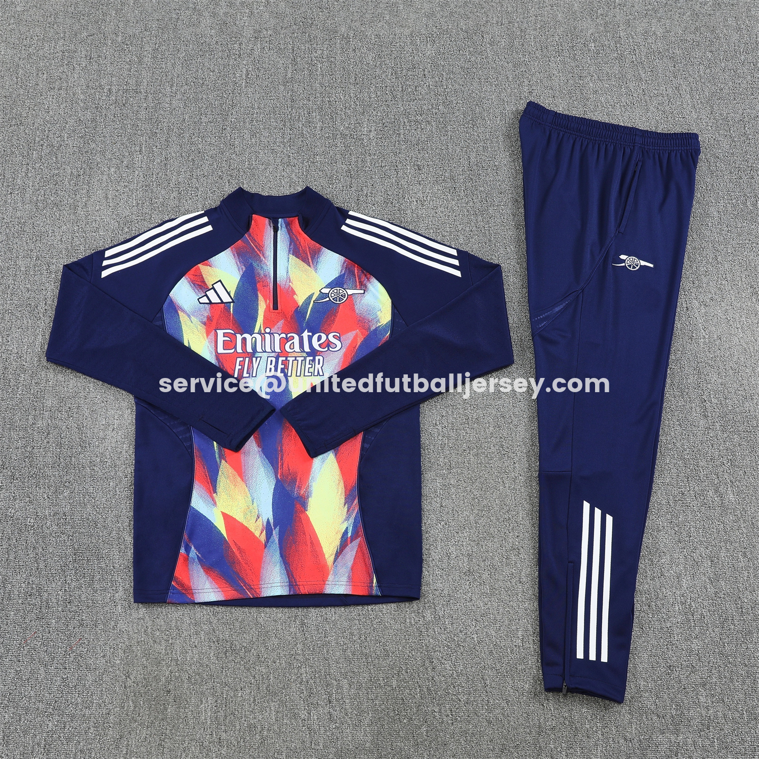 unitedfutballjersey-Arsenal 25-26 Long Sleeves Training Set - Colorful Camouflage With Blue Top & Royal Blue Pants