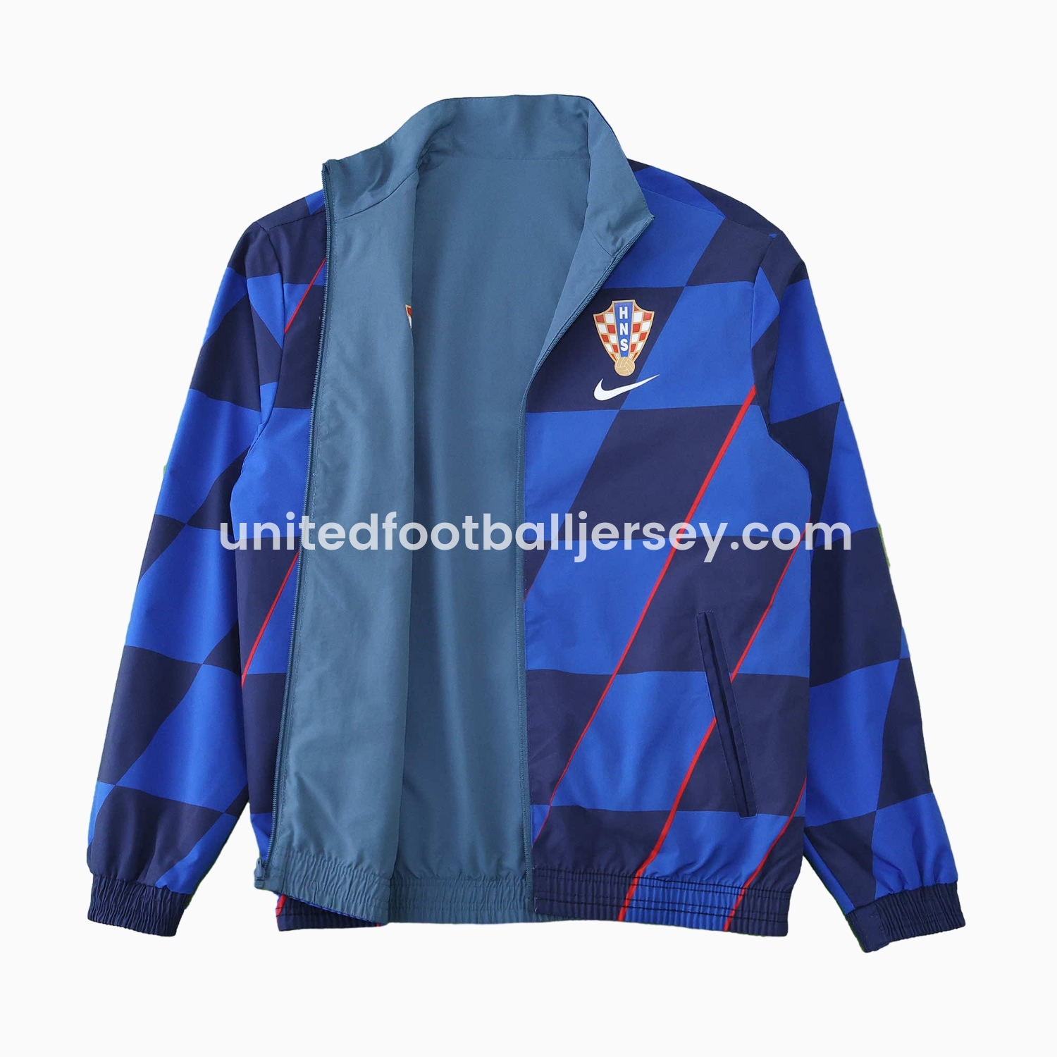 unitedfutballjersey-Croatia 24-25 Away Style Double Sided Reversible Windbreaker - Blue