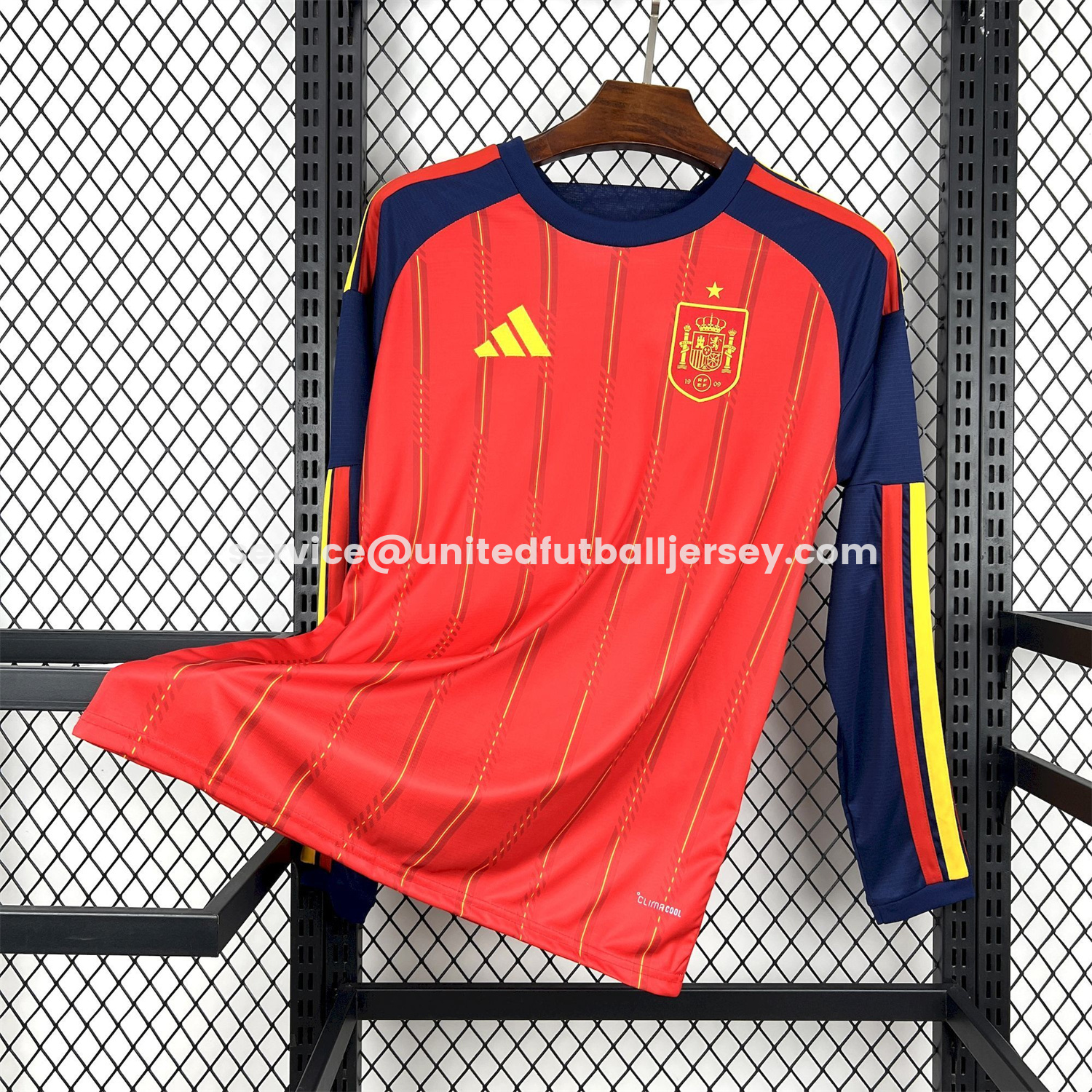 unitedfutballjersey-Spain 2026 Home Red Long Sleeves Jersey - Fans Version