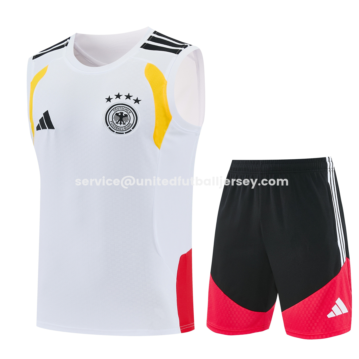 unitedfutballjersey-Germany 2026 Vest Training Set - White Vest and Black Shorts