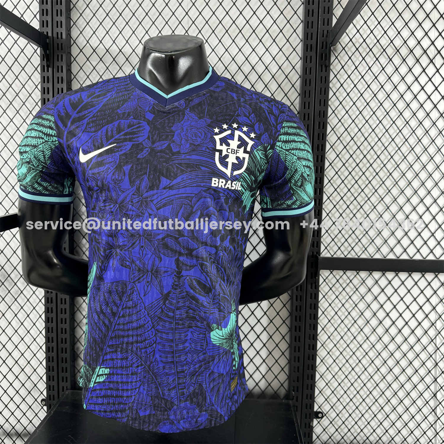 unitedfutballjersey-Brazil 25-26 Blue Flowers and Leaves Jersey - Player Version