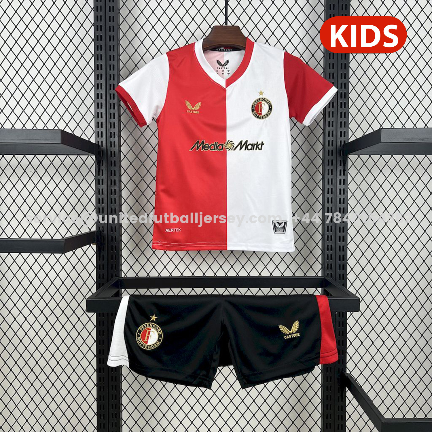 unitedfutballjersey-Feyenoord 25-26 Home Kids Kit