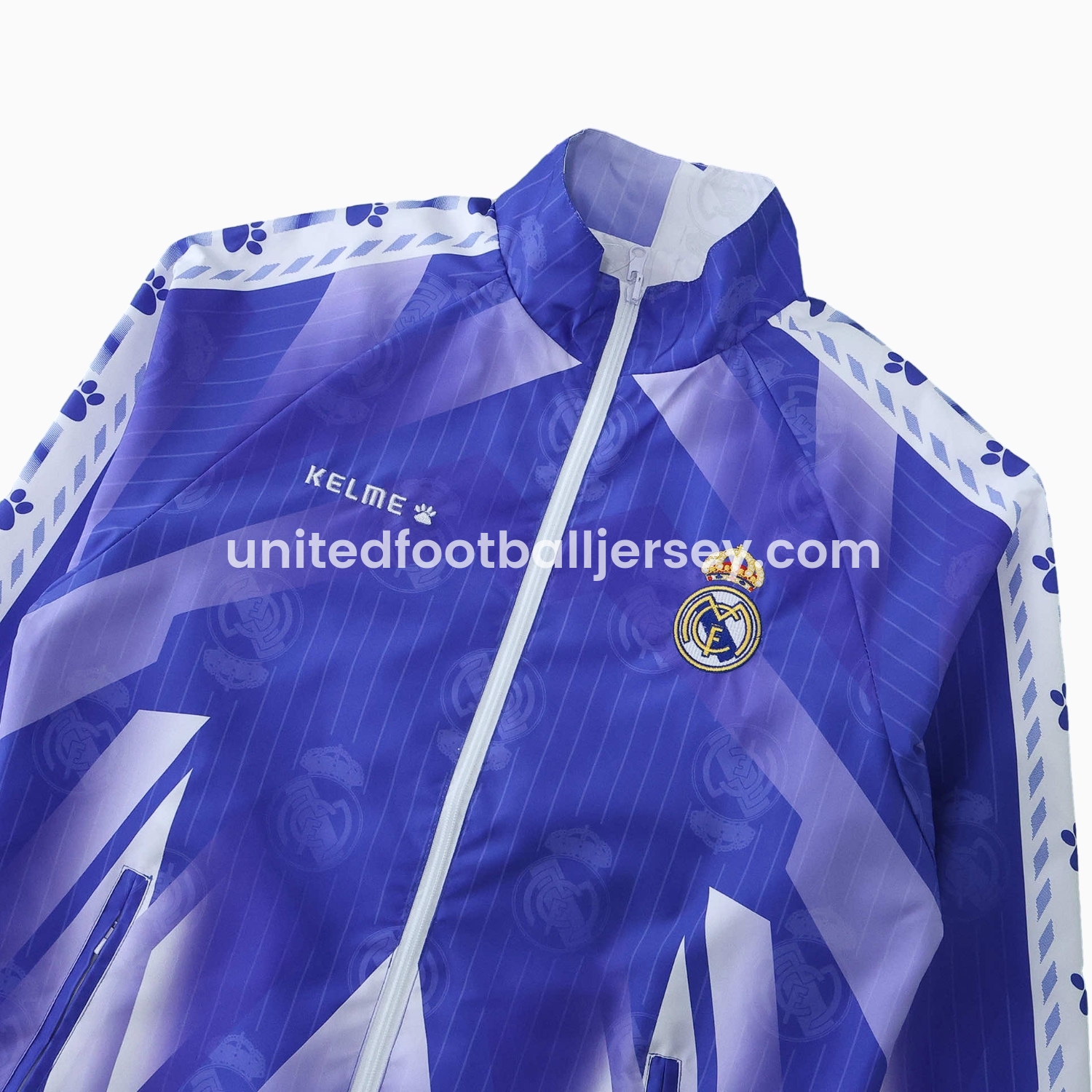 unitedfutballjersey-Retro Real Madrid 1996-97 Double Sided Reversible Windbreaker - Blue & Green