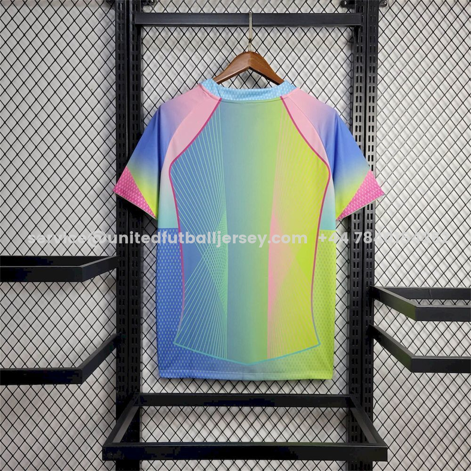 unitedfutballjersey-Barcelona 25-26 T90 Pink Lines Green And Blue Gradient Special Jersey - Fans Version