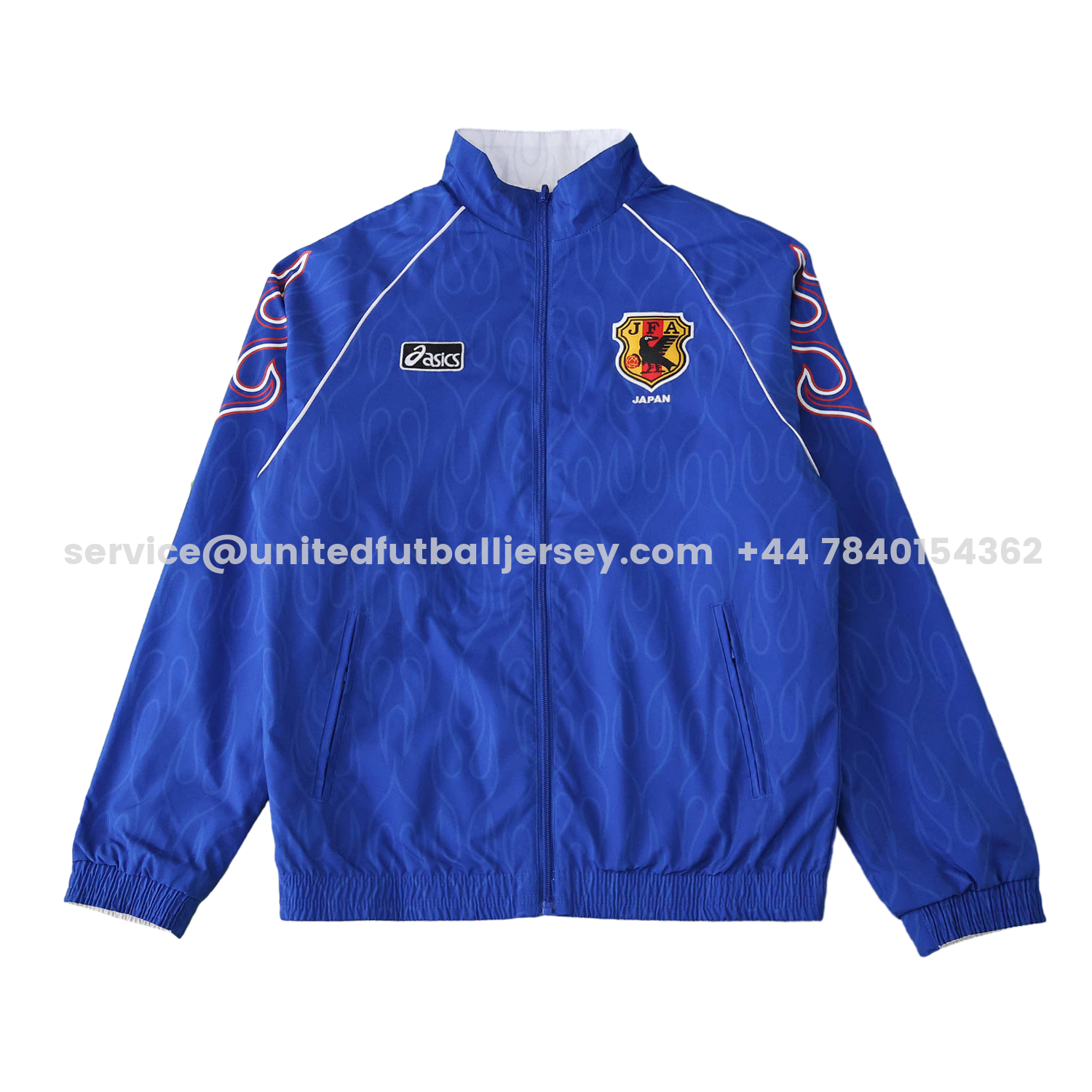 unitedfutballjersey-Retro Japan 1998 Throwback Double Sided Reversible Windbreaker - White & Blue