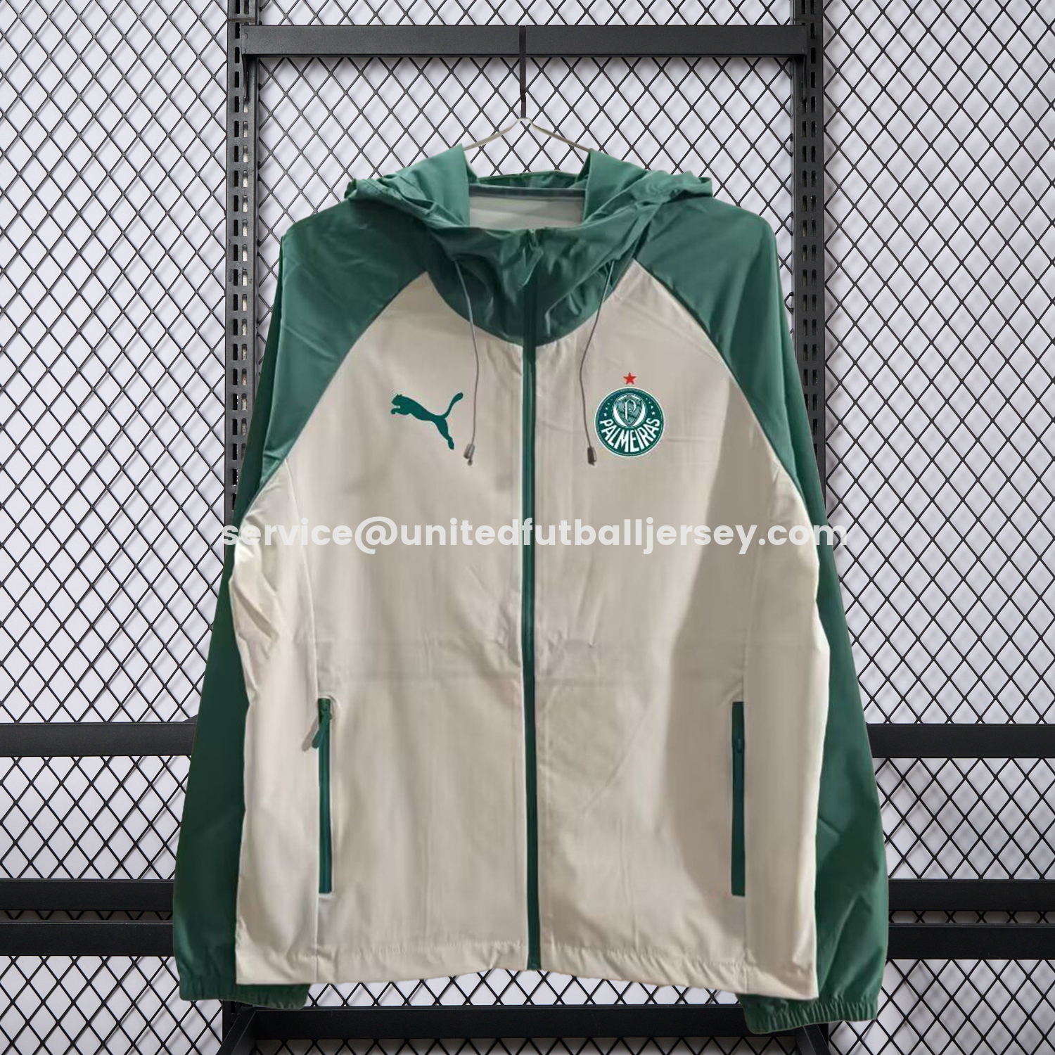 unitedfutballjersey-Palmeiras 25-26 Training Windbreaker Jacket - Grey With Green