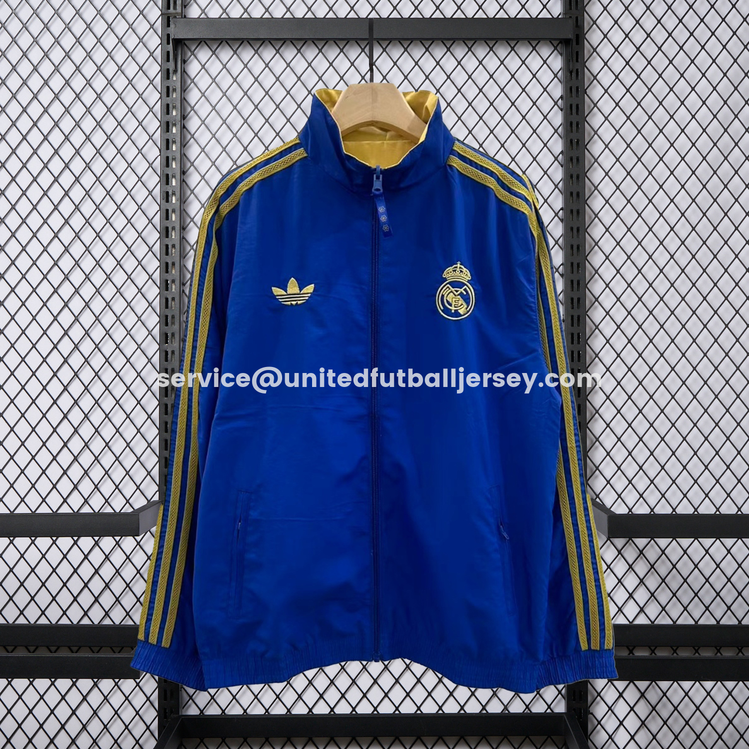 unitedfutballjersey-Real Madrid 25-26 Cultural Story Chinese Lucky Double Sided Windbreaker Jacket - Blue