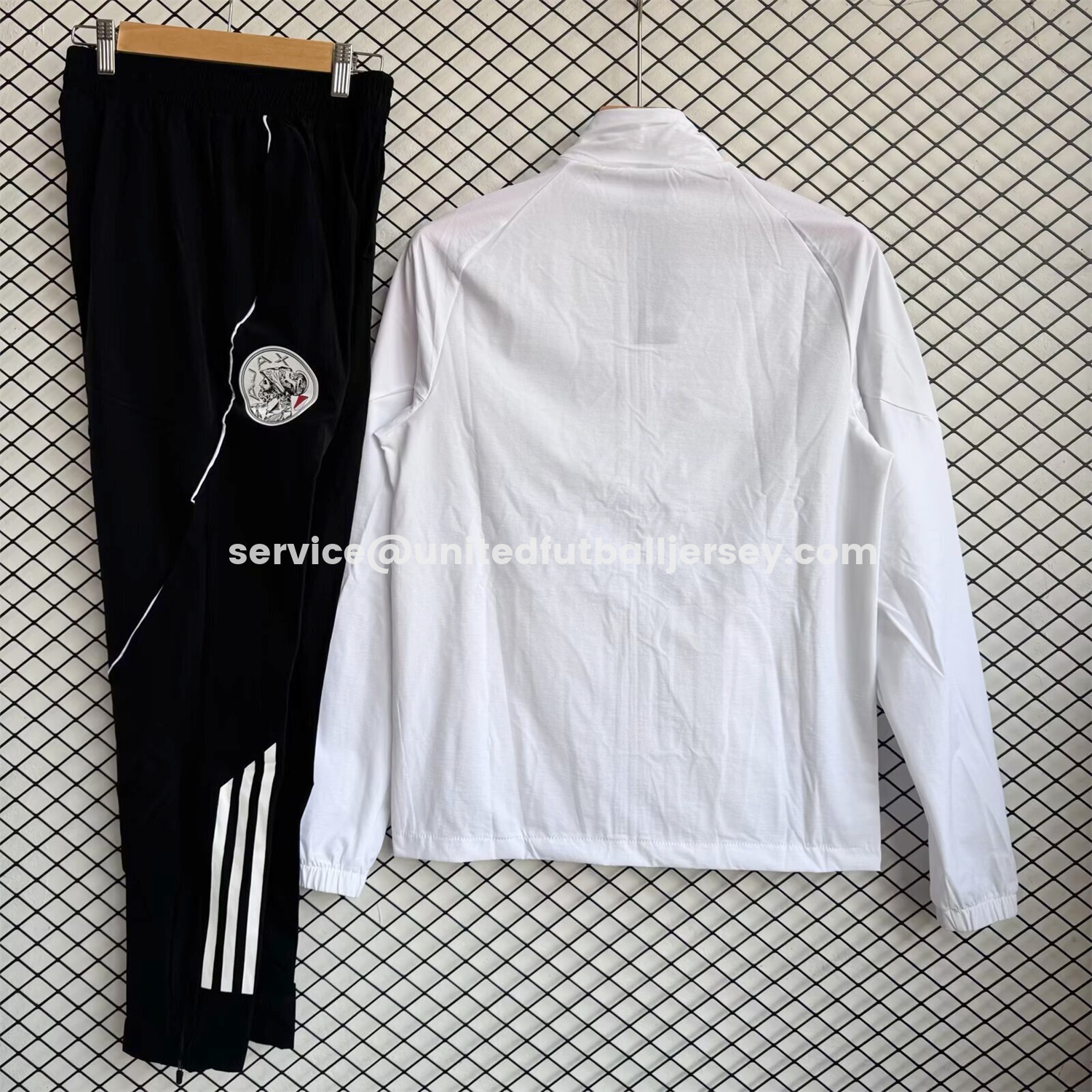 unitedfutballjersey-Ajax 25-26 Windbreaker Training Set - White Top and Black Pants