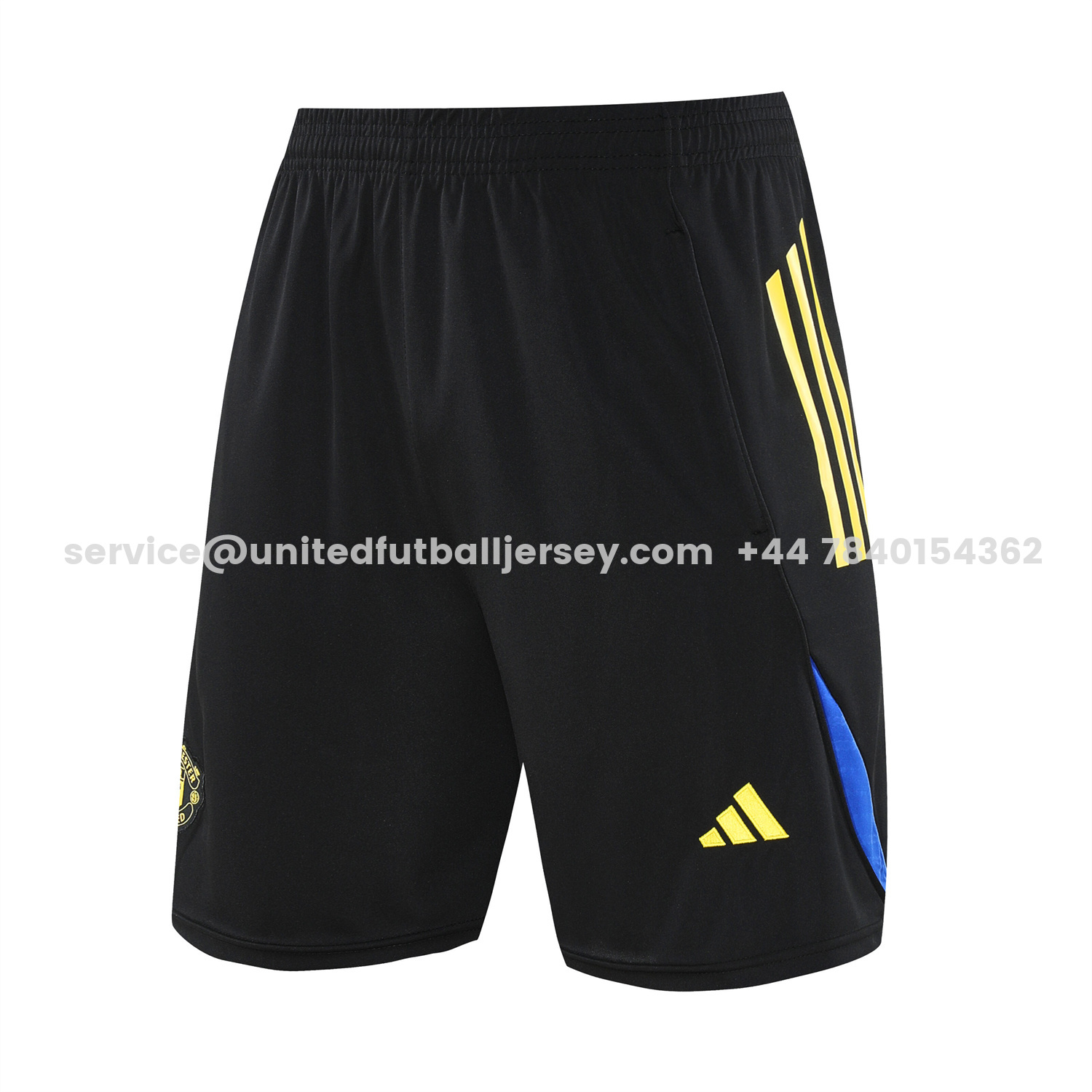 unitedfutballjersey-Manchester United 25-26 Short-Sleeve Training Set - Yellow Lines Black Top & Black Shorts