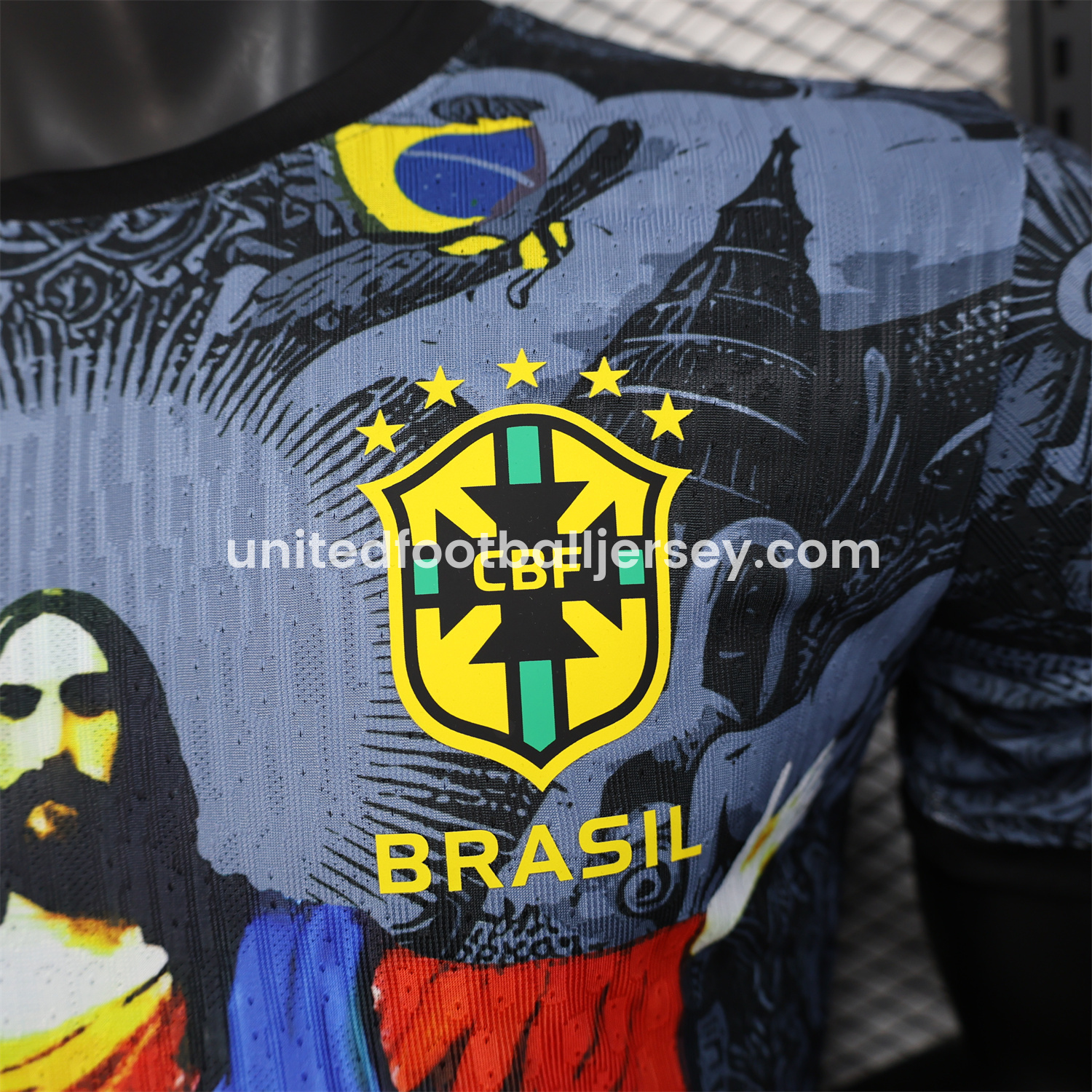 unitedfutballjersey-Brazil 25-26 Colorful Jesus Statue Special Black Jersey - Player Version
