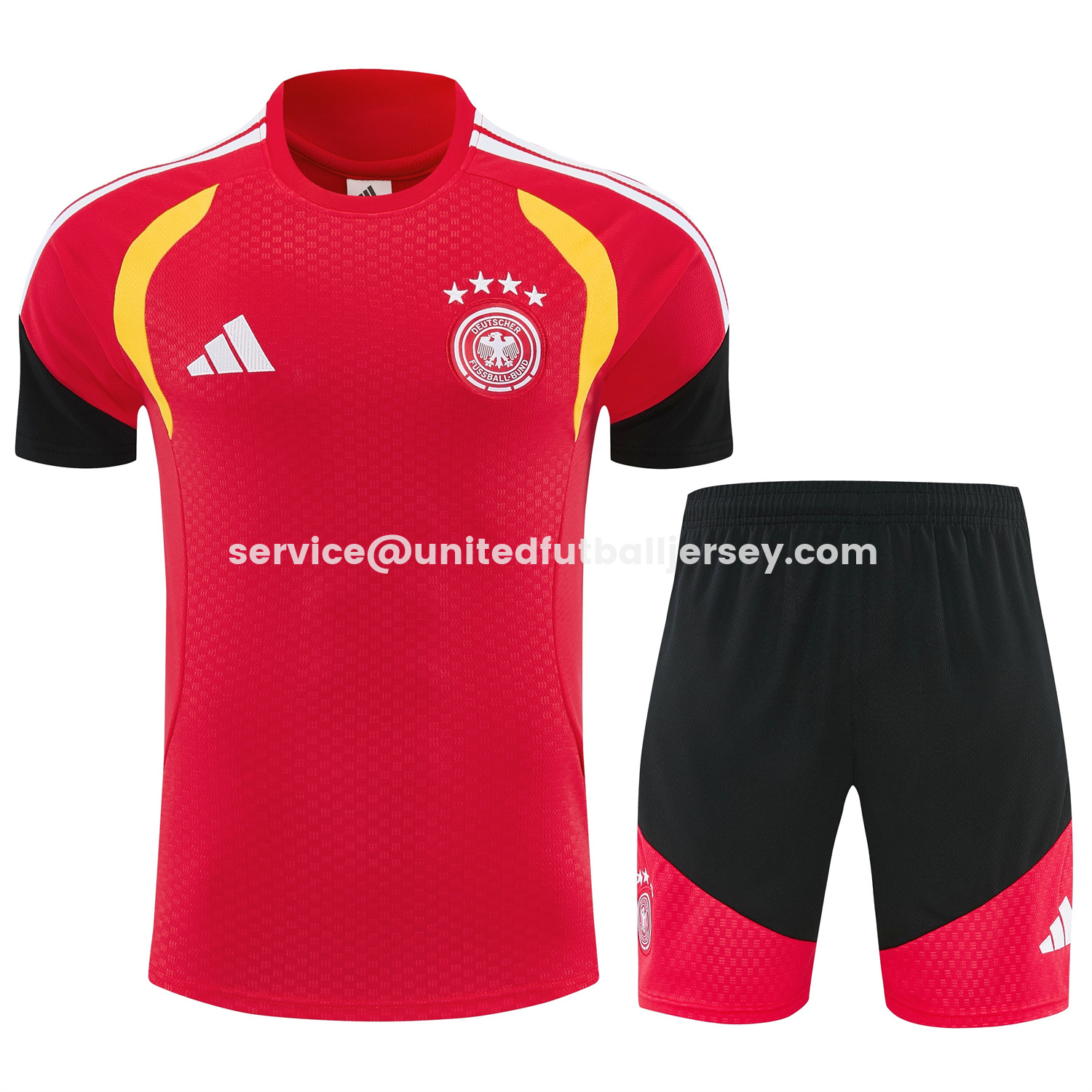 unitedfutballjersey-Germany 2026 Short-Sleeve Training Set - Red Top and Black Shorts
