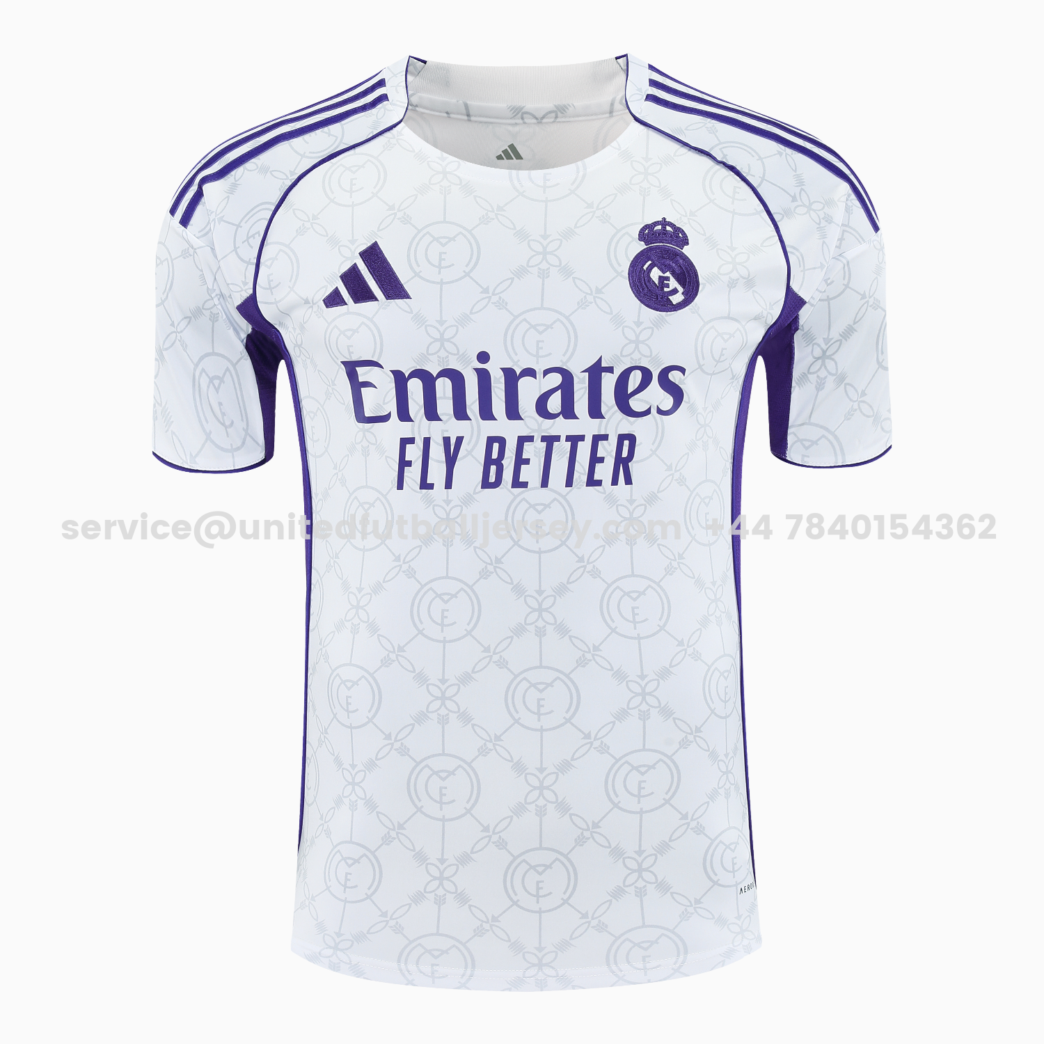 unitedfutballjersey-Real Madrid 25-26 Short-Sleeve Training Set - Blue Edge White Top & Black Shorts