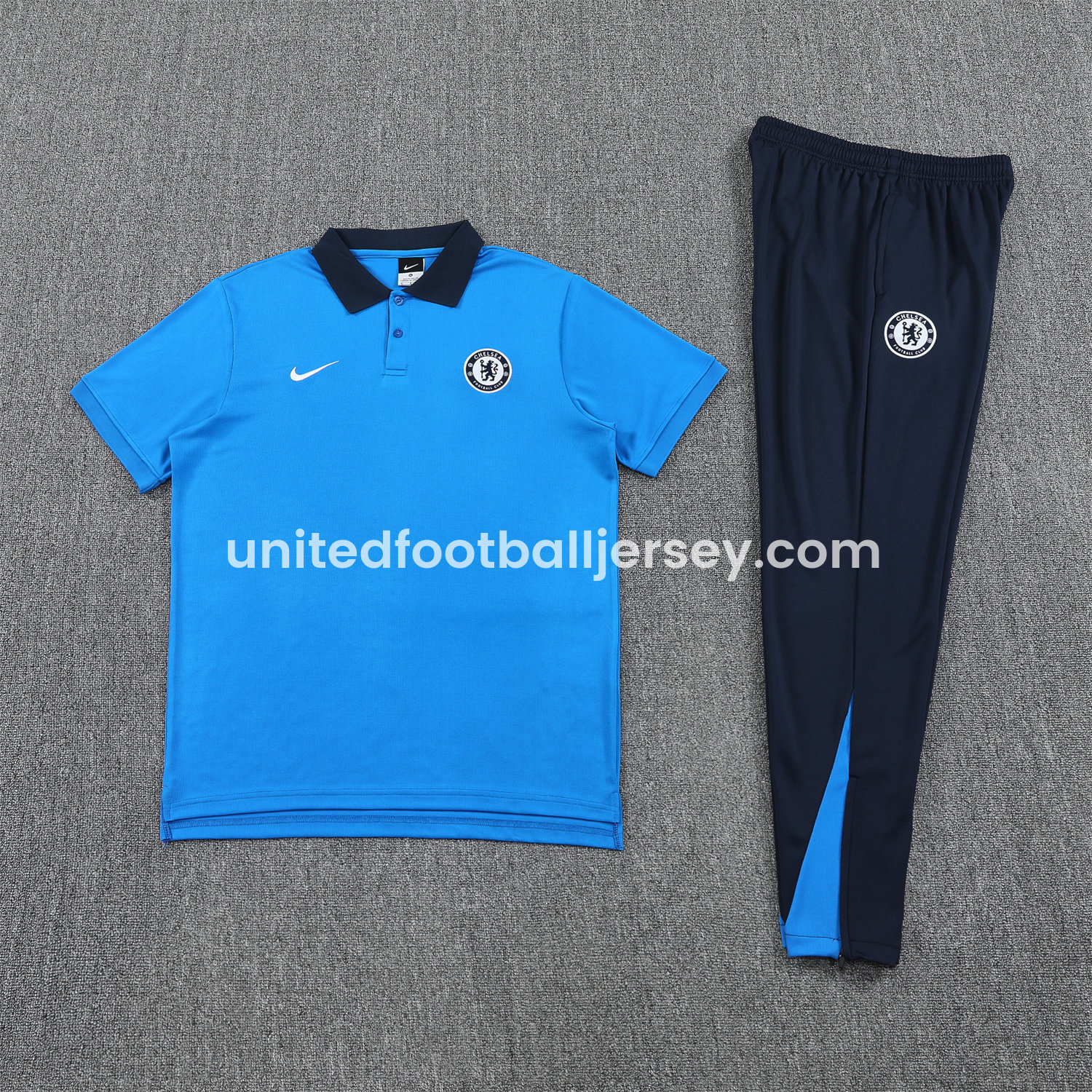 unitedfutballjersey-C.H.E.L.S.E.A 25-26 POLO Short-Sleeve Training Set - Blue Top and Deep Blue Pants
