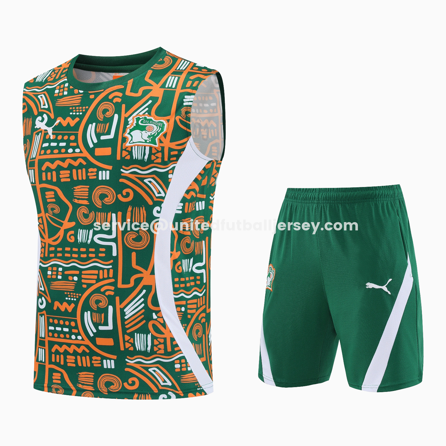 unitedfutballjersey-Ivory Coast 2026 Vest Training Set - Green Vest and Shorts