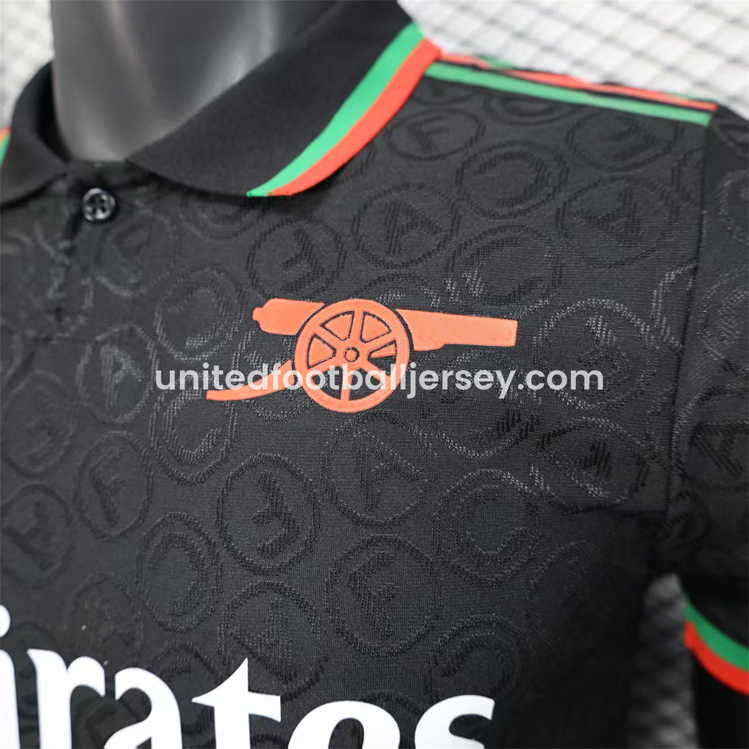 unitedfutballjersey-Arsenal 25-26 Black POLO Letter Pattern Special Jersey - Player Version