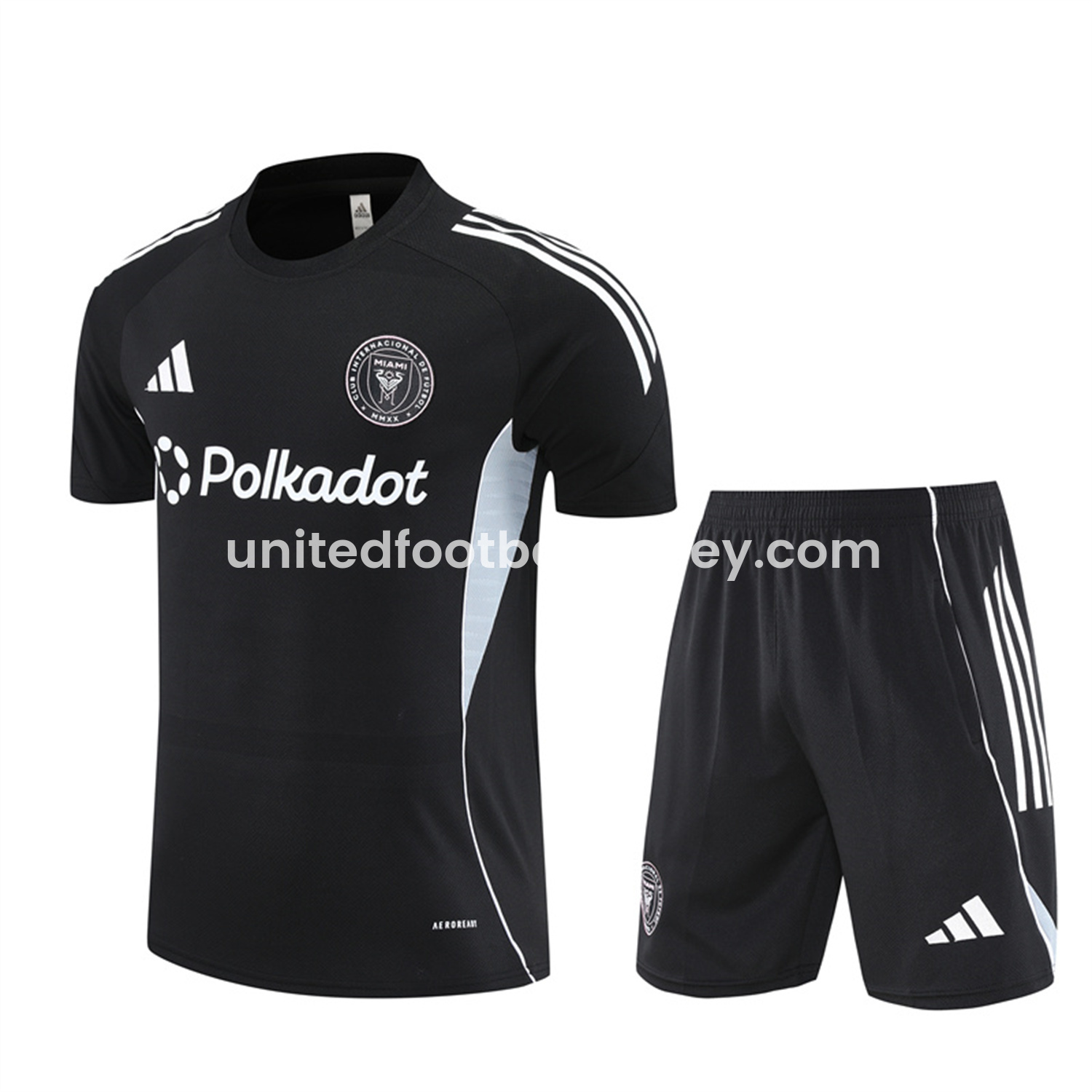 unitedfutballjersey-INT M.A.M 25-26 Short-Sleeve Training Set - Black Top and Shorts