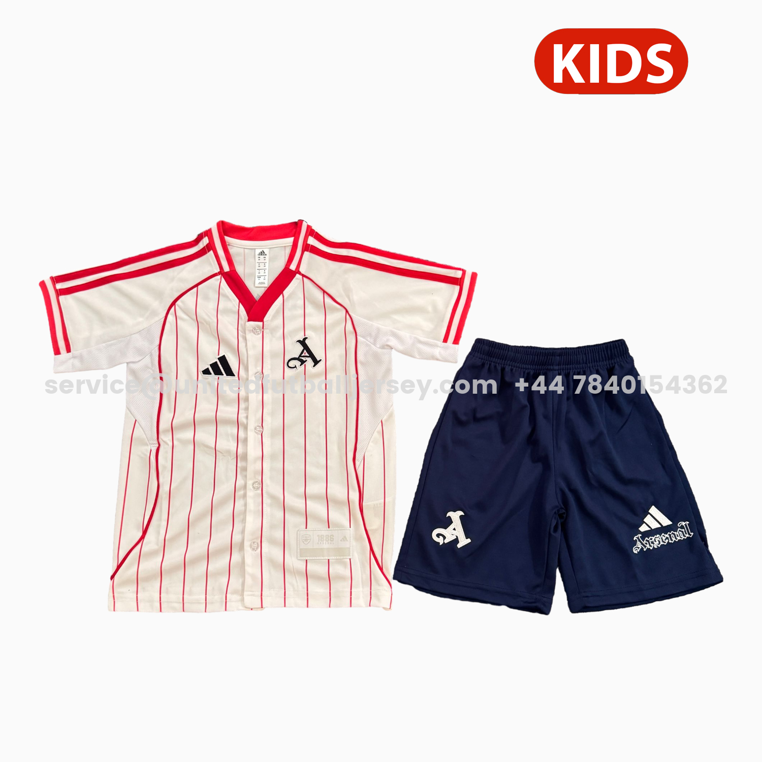 unitedfutballjersey-Arsenal 25-26 White Baseball Kids Kit - Player Version