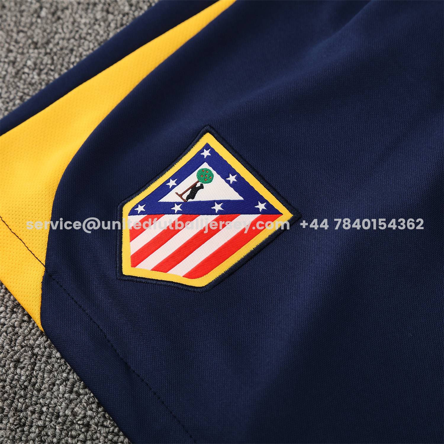 unitedfutballjersey-Atletico Madrid Short-Sleeve Training Set - Blue Yellow Top & Blue Shorts