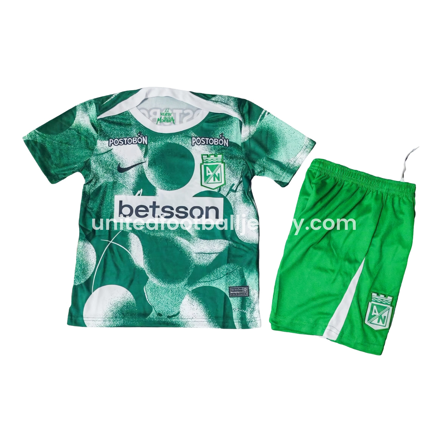unitedfutballjersey-Atlético Nacional 25-26 Pre-Match Training Green Kids Kit