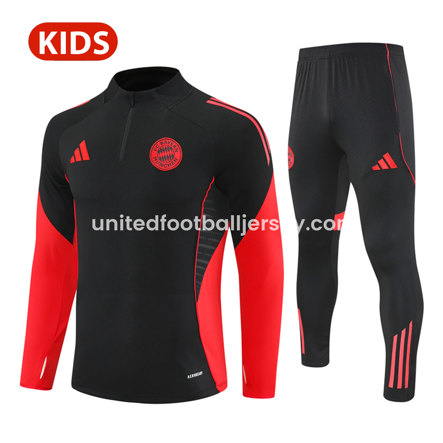 unitedfutballjersey-Bayern Munich 25-26 Kid Long Sleeves Training Set - Black Top & Black Pants