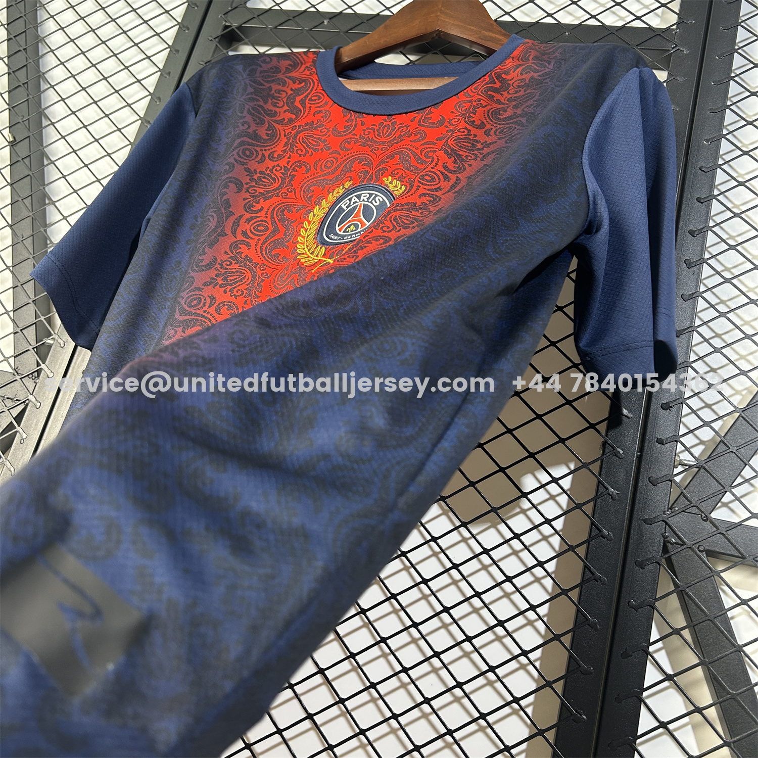 unitedfutballjersey-Paris Saint-Germain PSG 25-26 Champions League Commemorative Edition Red Blue Flower Pattern T-shirts