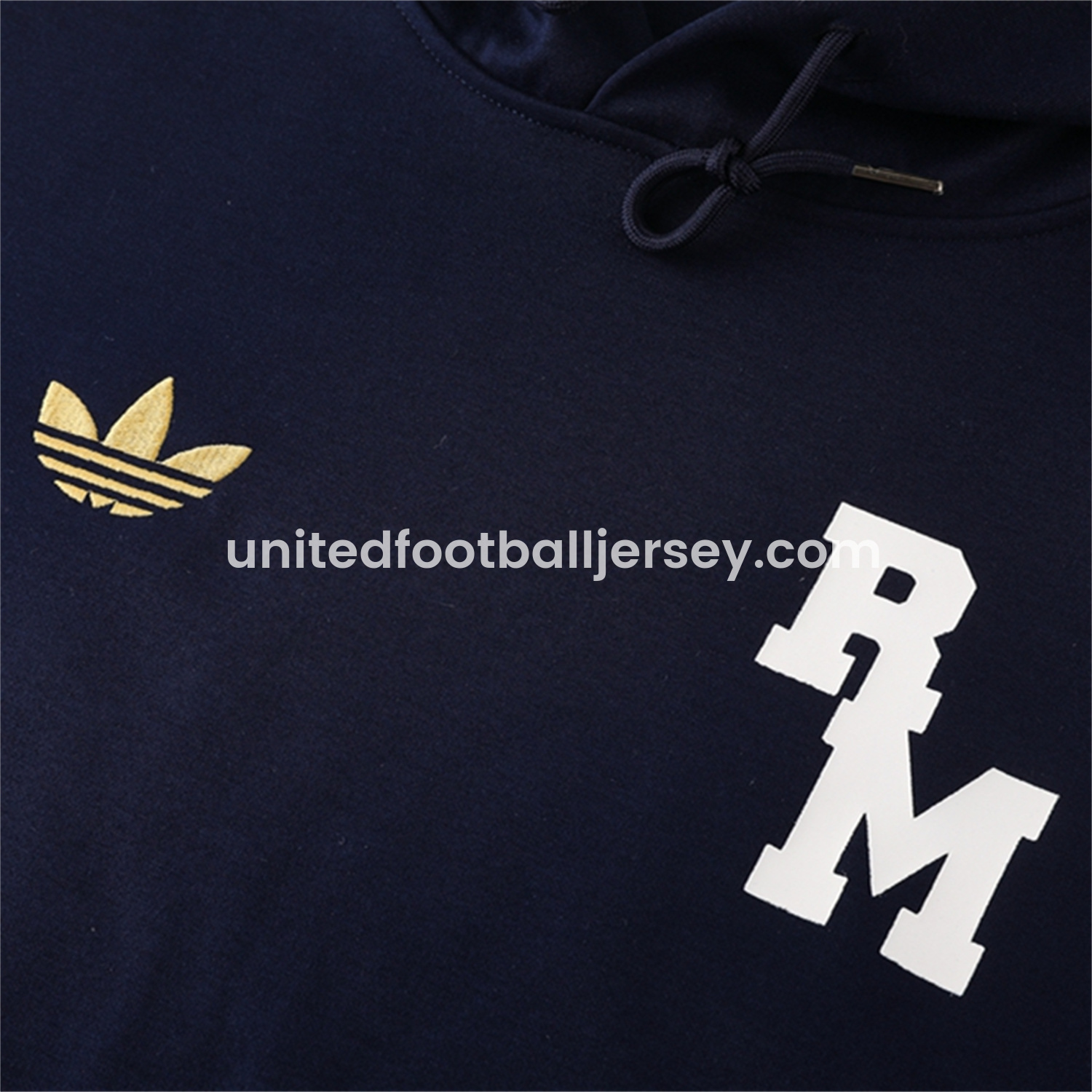 unitedfutballjersey-Real Madrid 25-26 Originals Varsity Hoodie Set - Deep Blue Hoodie and Pants
