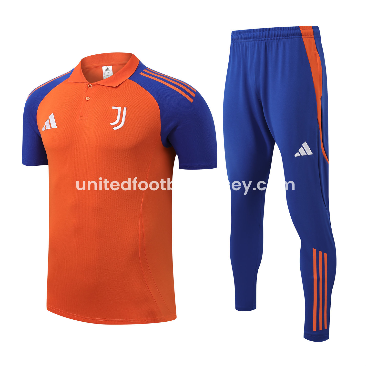 unitedfutballjersey-Juventus 25-26 POLO Short-Sleeve Training Set - Orange Top and Blue Pants