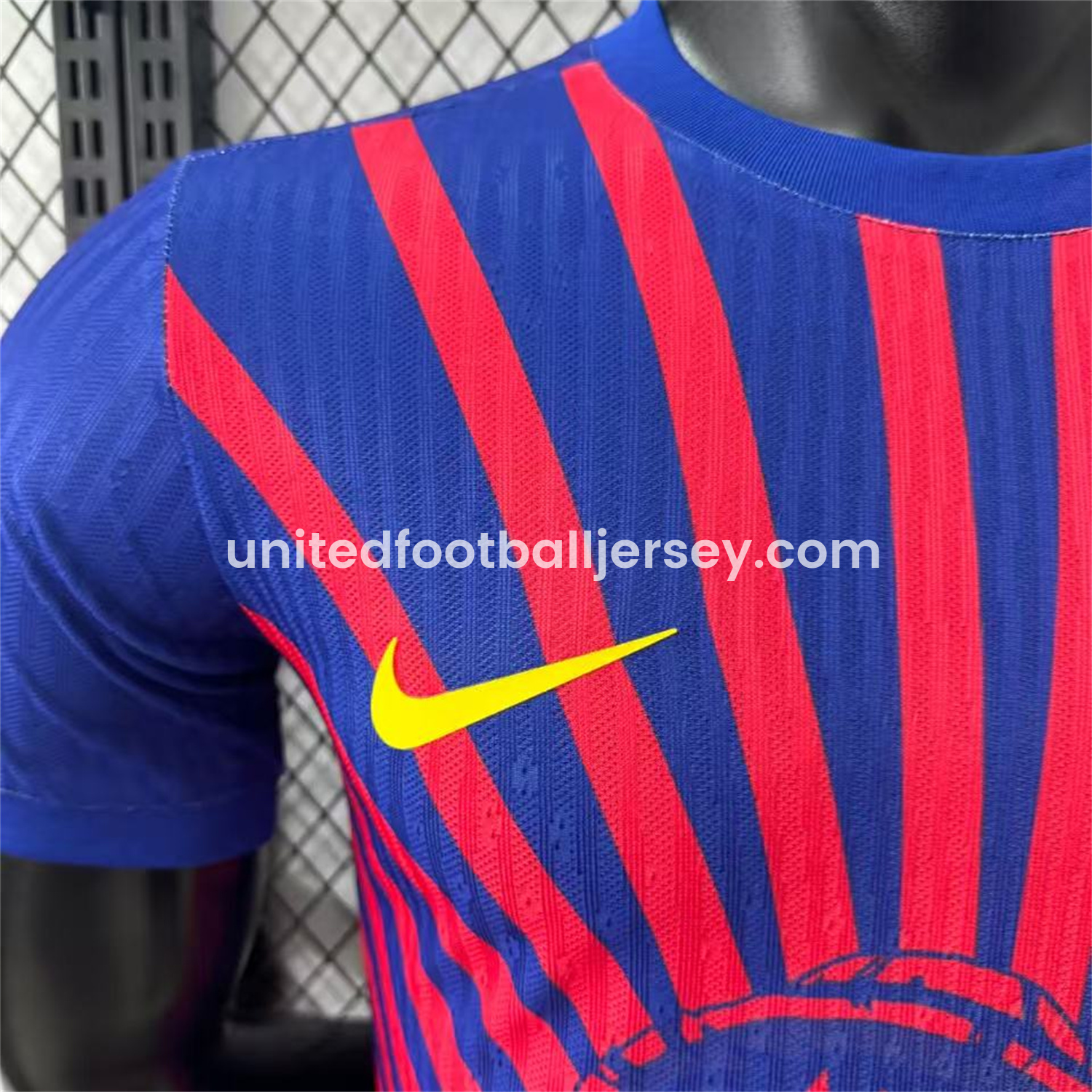 unitedfutballjersey-Barcelona 25-26 One Piece Red Silhouette Special Blue Jersey - Player Version